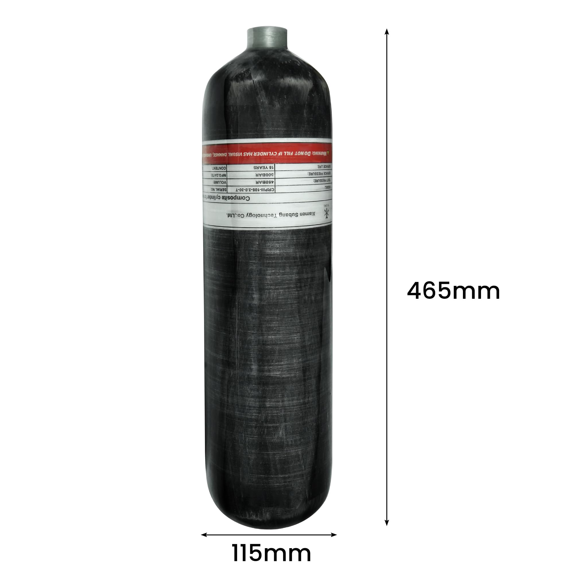 TUXING 4500Psi High Pressure Composite Scuba Tank - 3L Carbon Fiber Air Cylinder for Paintball & Diving | CE Certified | Portable & Lightweight for Outdoor Adventures
