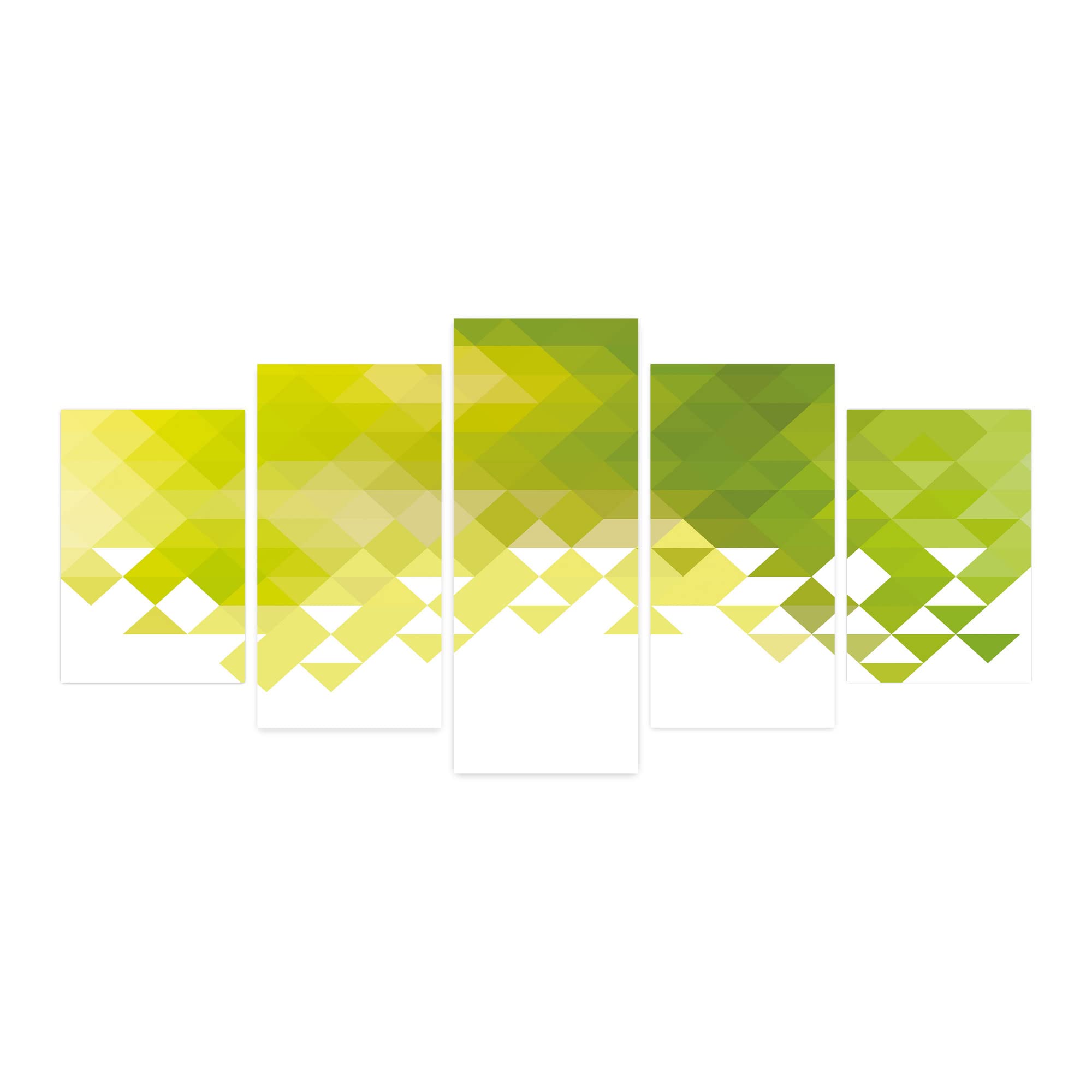 Ambesonne Green Abstract Geometric Wall Art - 5 Panel Acrylic Glass Mosaic Design in Yellow Green & Lime, 60
