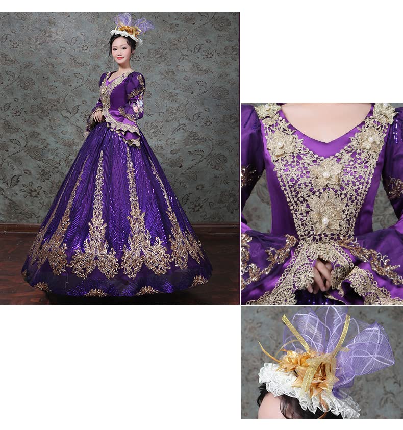 Victorian Renaissance Queen Dress for Women - Elegant Long Rococo Masquerade Ball Gown | Perfect for Costume Parties, Renaissance Fairs & Themed Events