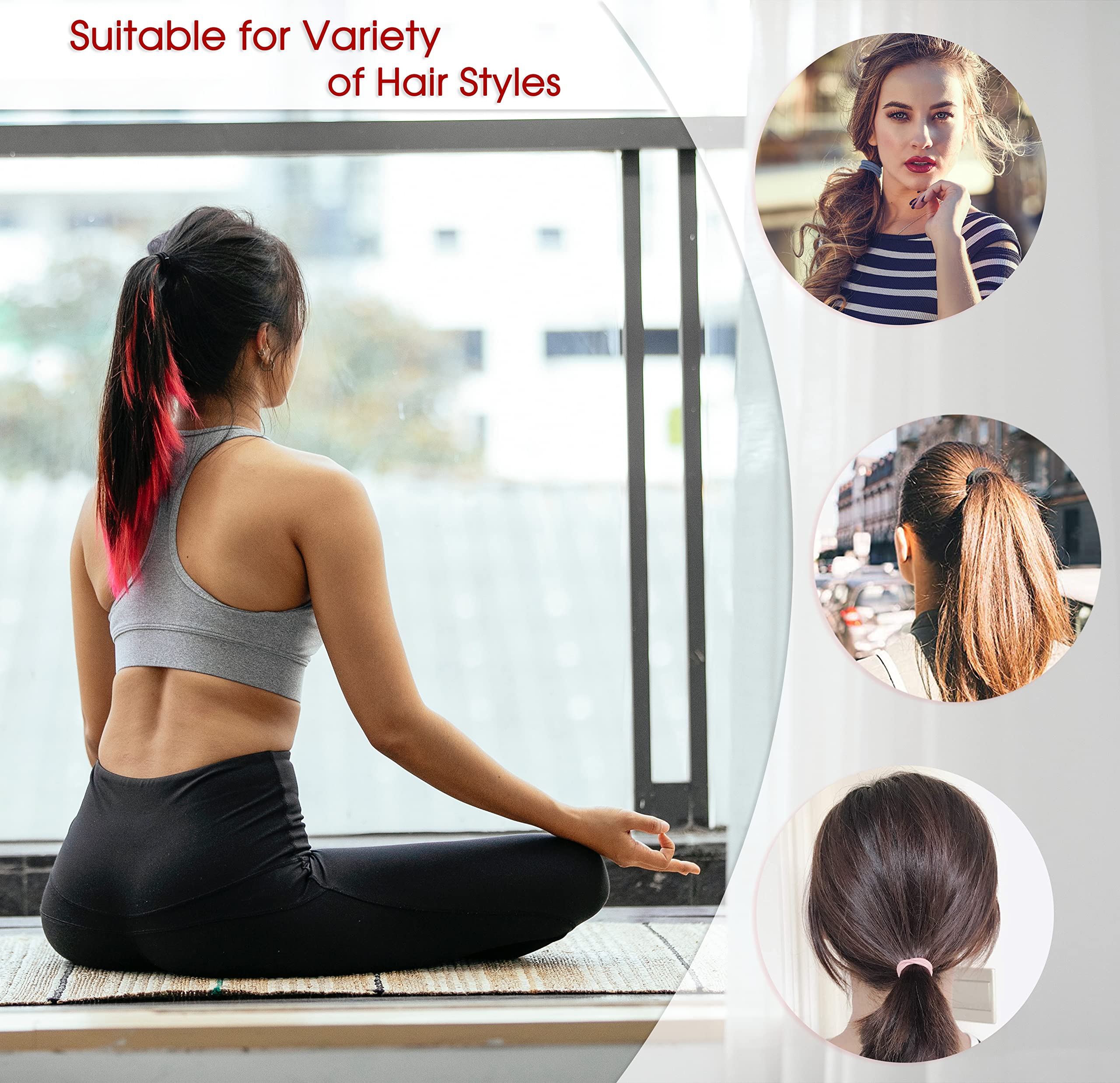 100 Pcs Hair Bands for Women & Girls - Soft Elastic Hair Ties, Hair Bobbles, Ponytail Holders - Perfect for School, Workout, Sports, and Daily Styling