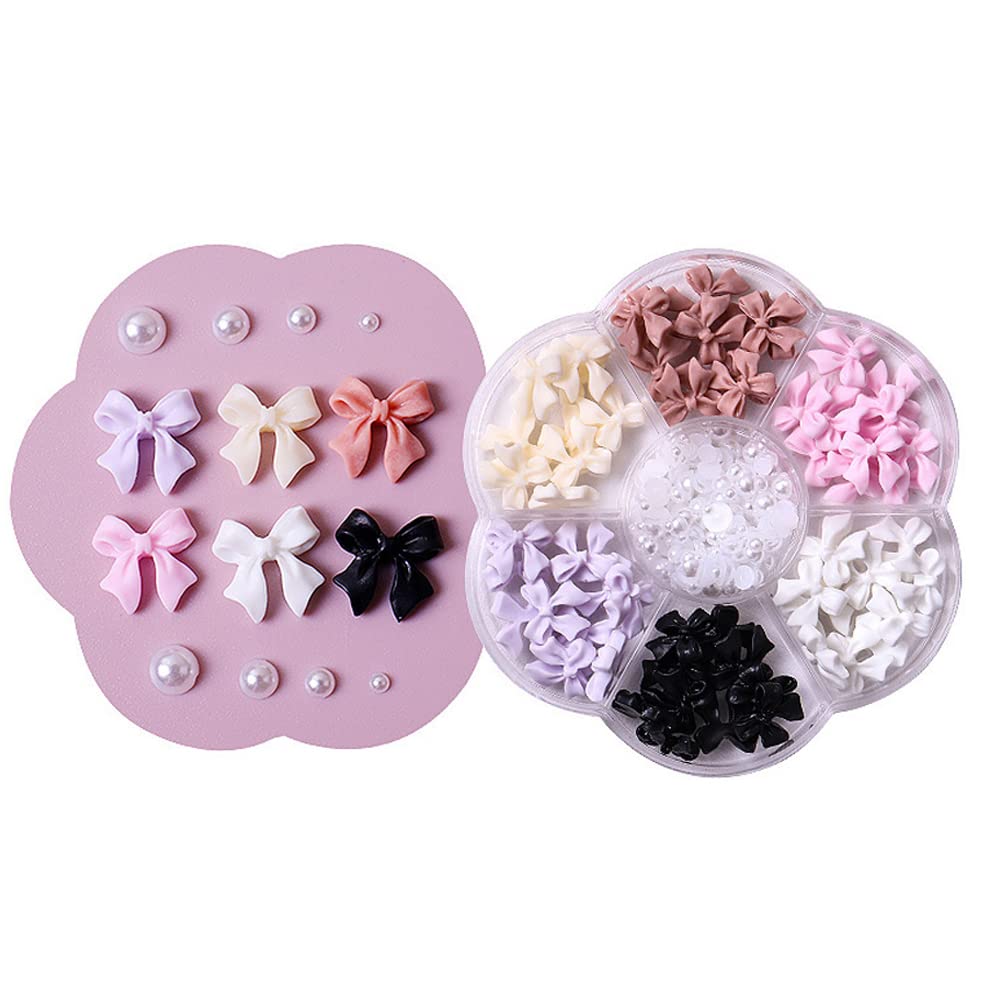 KEVZHUKWV 1 Box Bow-Knot Nail Art Rhinestones - DIY Nail Decorations for Wedding, Party & Banquet - Multicolor Nail Art Supplies for Professional & Home Manicure