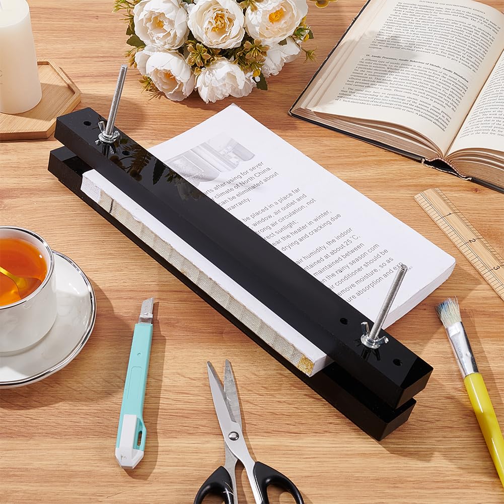 BENECREAT 15x1.5 Inch Black Acrylic Book Binding Press Machine - Flat Paper Press for DIY Bookbinding, Home, School & Office Use - Perfect for Crafting, Scrapbooking & Photo Album Making