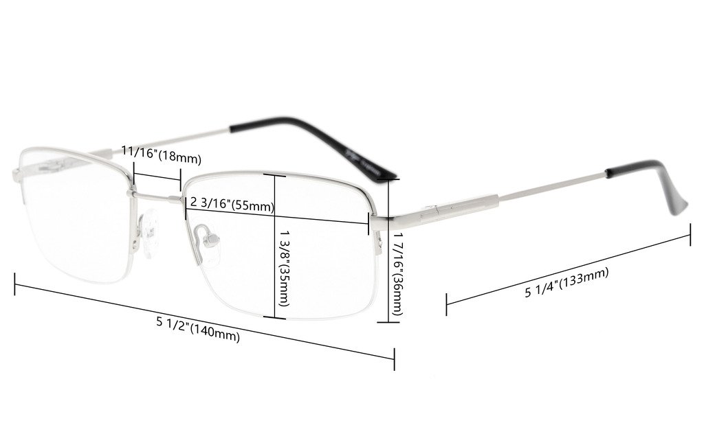 Eyekepper Half-Rim Blue Light Blocking Reading Glasses - Anti Eye Strain Computer Glasses with Titanium Frame for Men - Transparent Lenses (+2.25 Strength, Gold Color) - Perfect for Office Work, Screen Time & Digital Eye Fatigue Relief