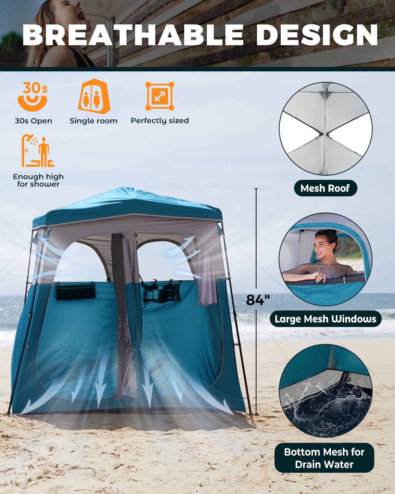 KingCamp Outdoor Shower Tent - Portable Pop Up Privacy Changing Room for Camping, Beach & Hiking | Water Resistant & Windproof 1 or 2 Room Bathroom Shelter | Perfect for Outdoor Showers, Changing Clothes & Toilet Privacy at Campsites