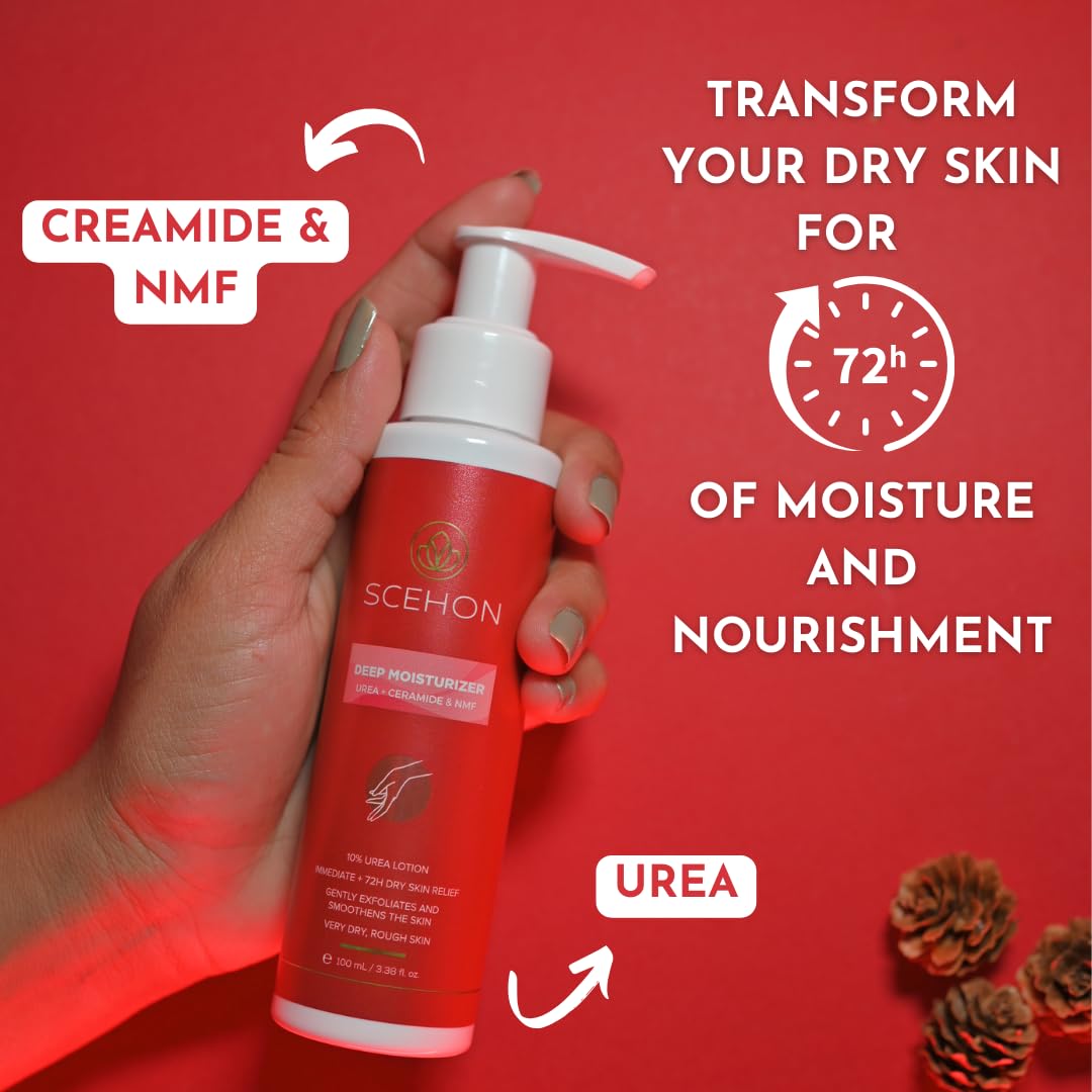 Scehon Deep Moisturizing Cream for Very Dry Skin - Hydrating Face Lotion with Gentle Exfoliation | 72-Hour Long-Lasting Dry Skin Relief | 3.38 fl oz | Perfect for Night Care & Winter Skin Repair