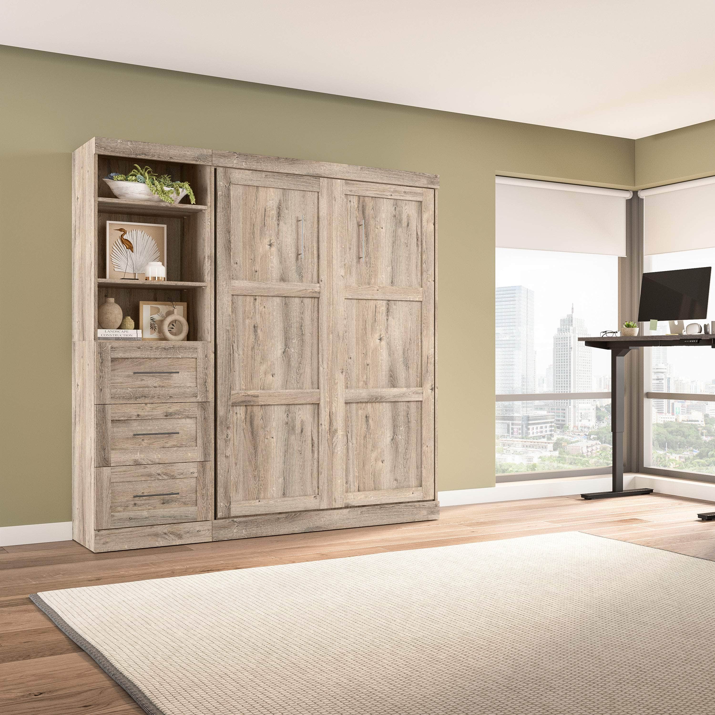 Pur Full Murphy Wall Bed with Storage Drawers - 84