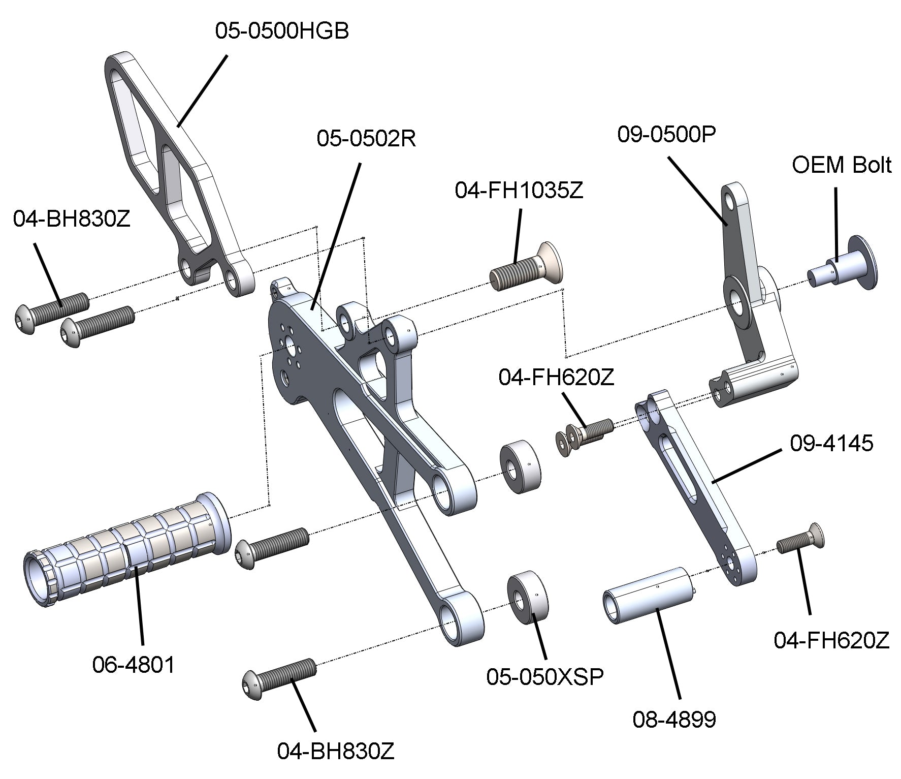 Triumph Daytona 675/R & Street Triple Rearsets GP Shift with Quick Shifter Rod - Race Use Only (No Side Stand) | Motorcycle Racing & Track Day Performance Parts