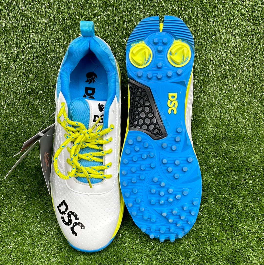 DSC Jaffa 22 White & Lemon Junior Cricket Shoes - Lightweight Comfort for Young Players | Perfect for Practice & Matches
