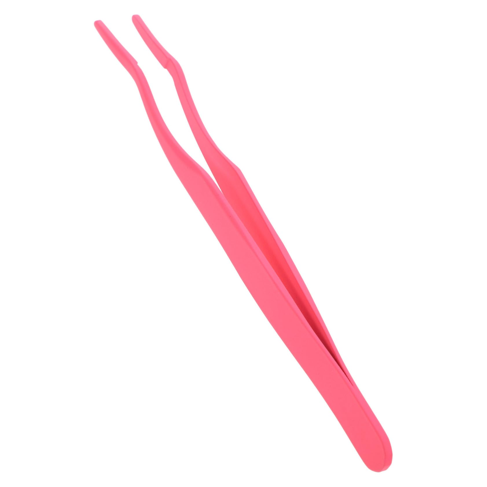 FRCOLOR Professional Stainless Steel Eyelash Tweezers - Pink Makeup Tweezers for Fake Eyelashes Application, Eyebrow Shaping & Precision Grooming | Perfect for Salon, Home Use & Travel Makeup Kit