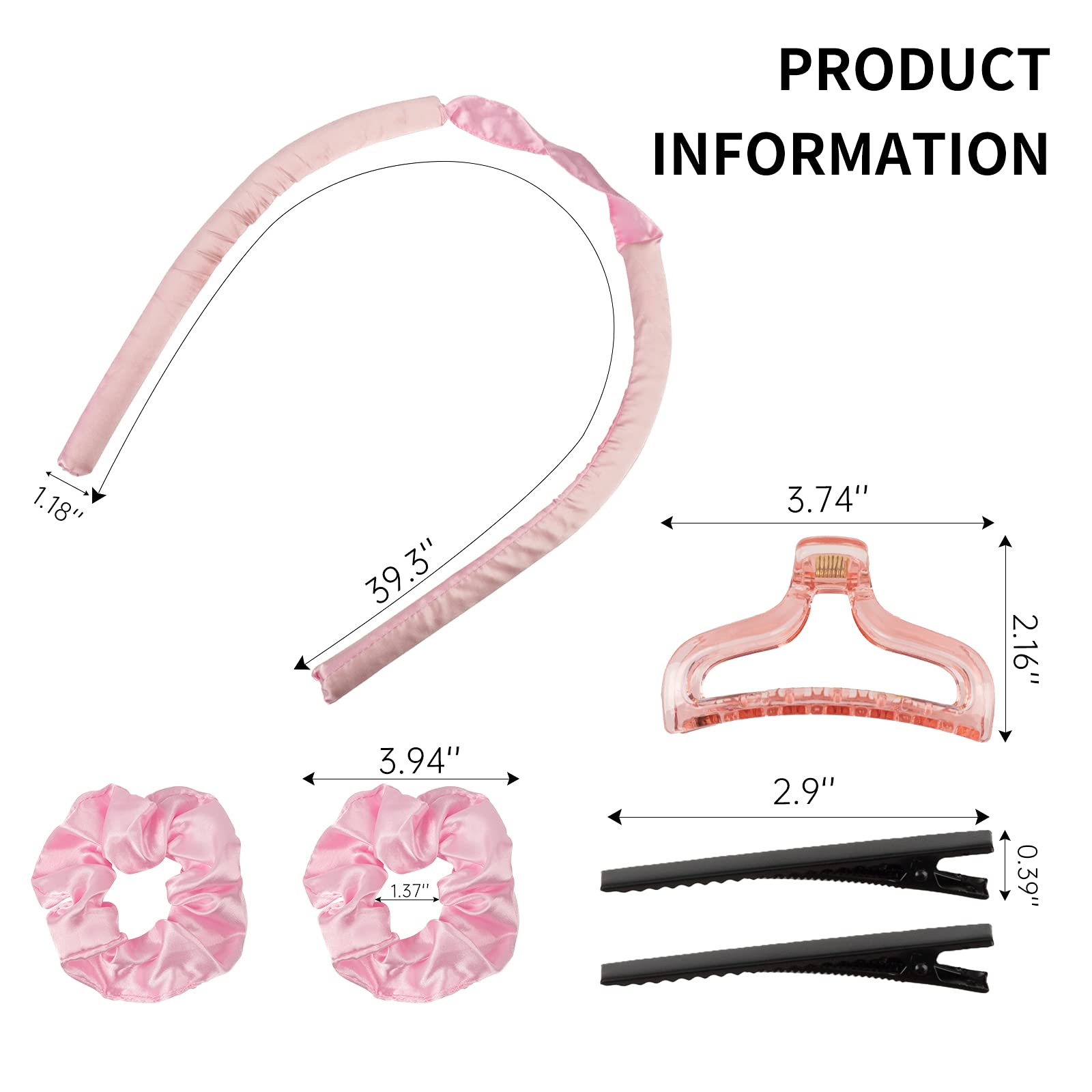 Heatless Curling Rod Headband for Overnight Curls - Pink Hair Styling Accessory for Women & Girls | Perfect for Home, Travel & Special Occasions