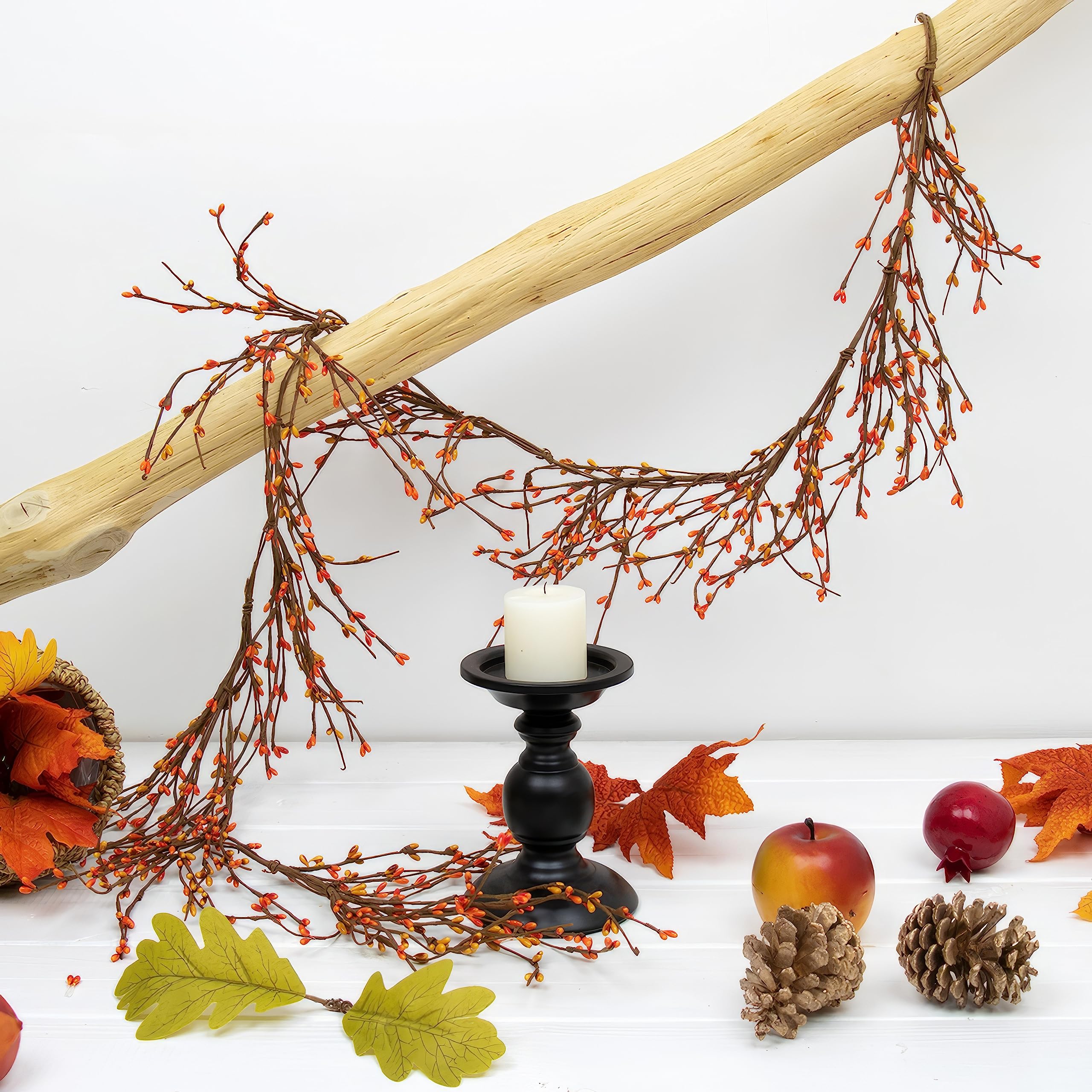 5FT Orange Yellow Fall Berry Garland for Thanksgiving Table Decor