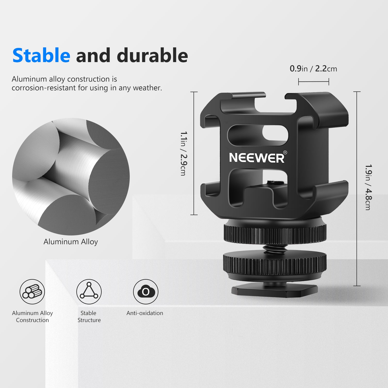 NEEWER Professional Camera Hot Shoe Mount Adapter with 3 Cold Shoe Mounts - Perfect for DSLR, Mirrorless Cameras & Video Lighting Accessories