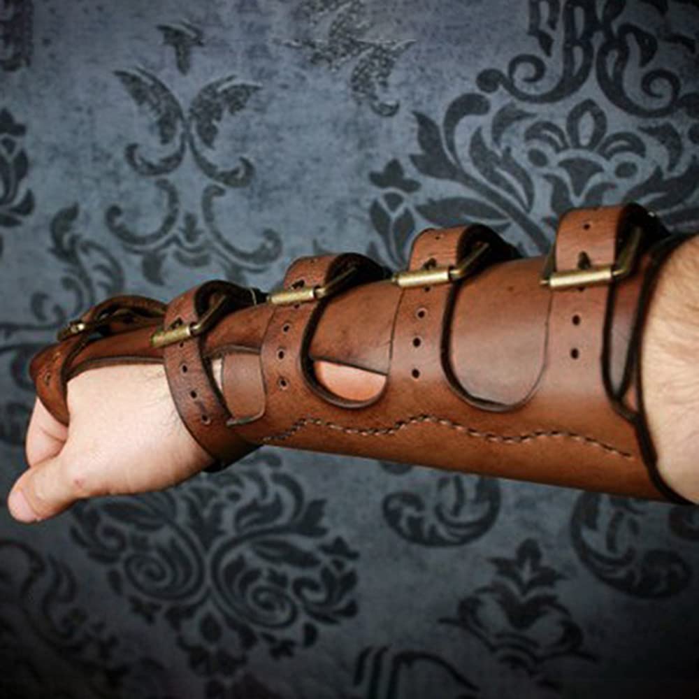 Medieval Gauntlet Wristband - Punk Gothic Faux Leather Armor Bracer with Buckles for Cosplay, LARP & Renaissance Fairs | Costume Accessory for Halloween & Historical Reenactments