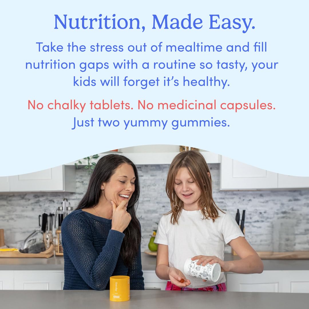 First Day Kids Multivitamin Gummies for Children Ages 4+ | Immune Support & Brain Function Vitamins | Strawberry & Orange Flavor with Real Fruit & Vegetables | 30 Day Supply | Perfect for School, Travel & Daily Nutrition