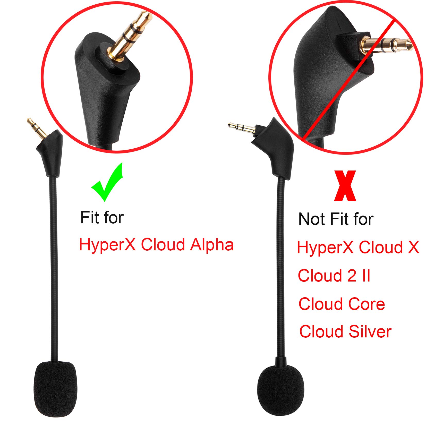 HyperX Cloud Alpha Gaming Headset Replacement Microphone - 3.5mm Boom Mic for PC, PS4, Xbox One - Crystal Clear Chat for Online Gaming & Streaming