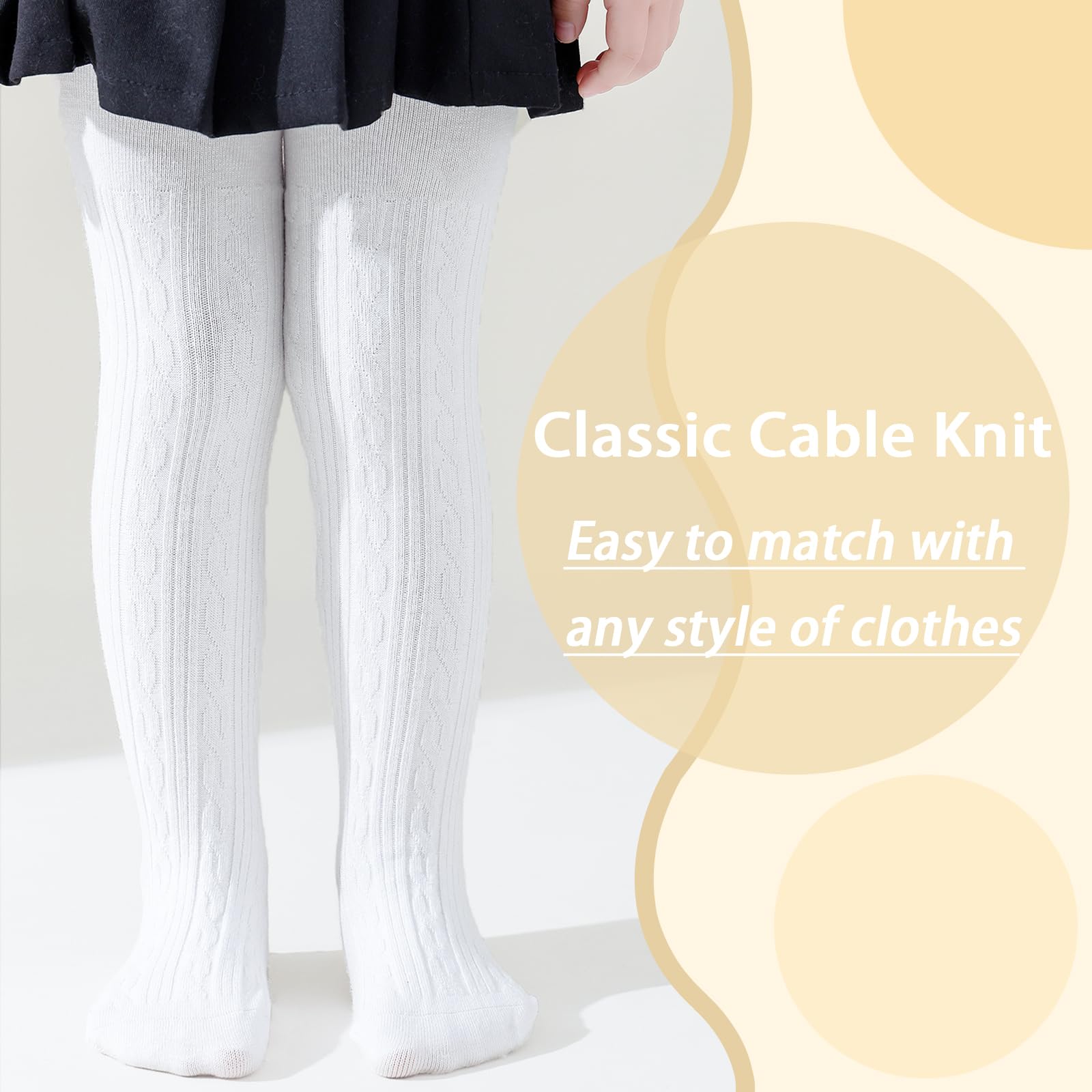 **Baby Girl Cable Knit Leggings - Soft Seamless Cotton Tights for Toddlers - Winter Warm Stockings (3/4/5 Pack) - Perfect for Playdates, Daycare & Cold Weather Outfits**