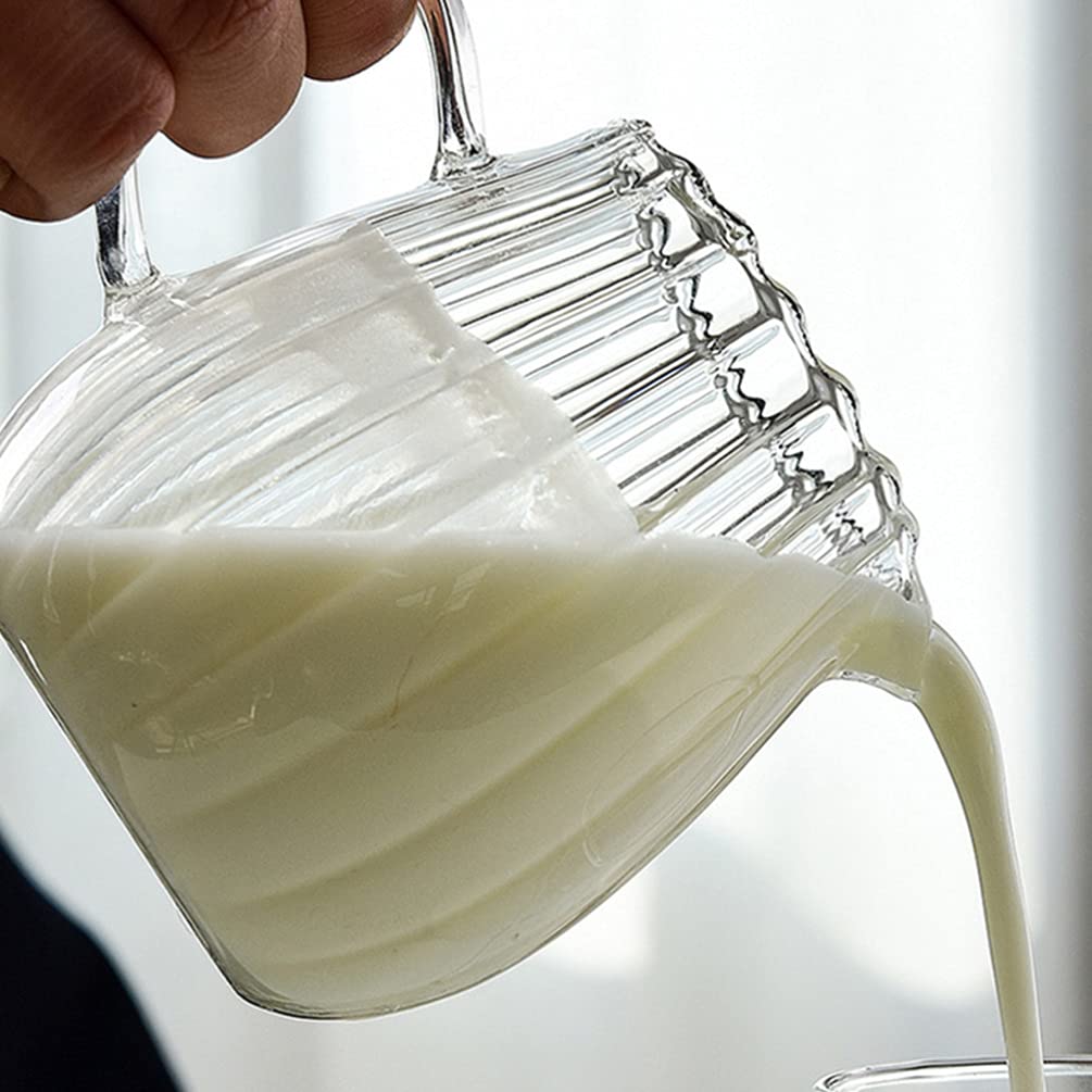 Luxshiny Glass Milk Creamer Pitcher - Small Wave Design Creamer & Sauce Pitcher for Coffee, Tea, and Kitchen Use - Perfect for Home, Cafe, and Restaurant Serving