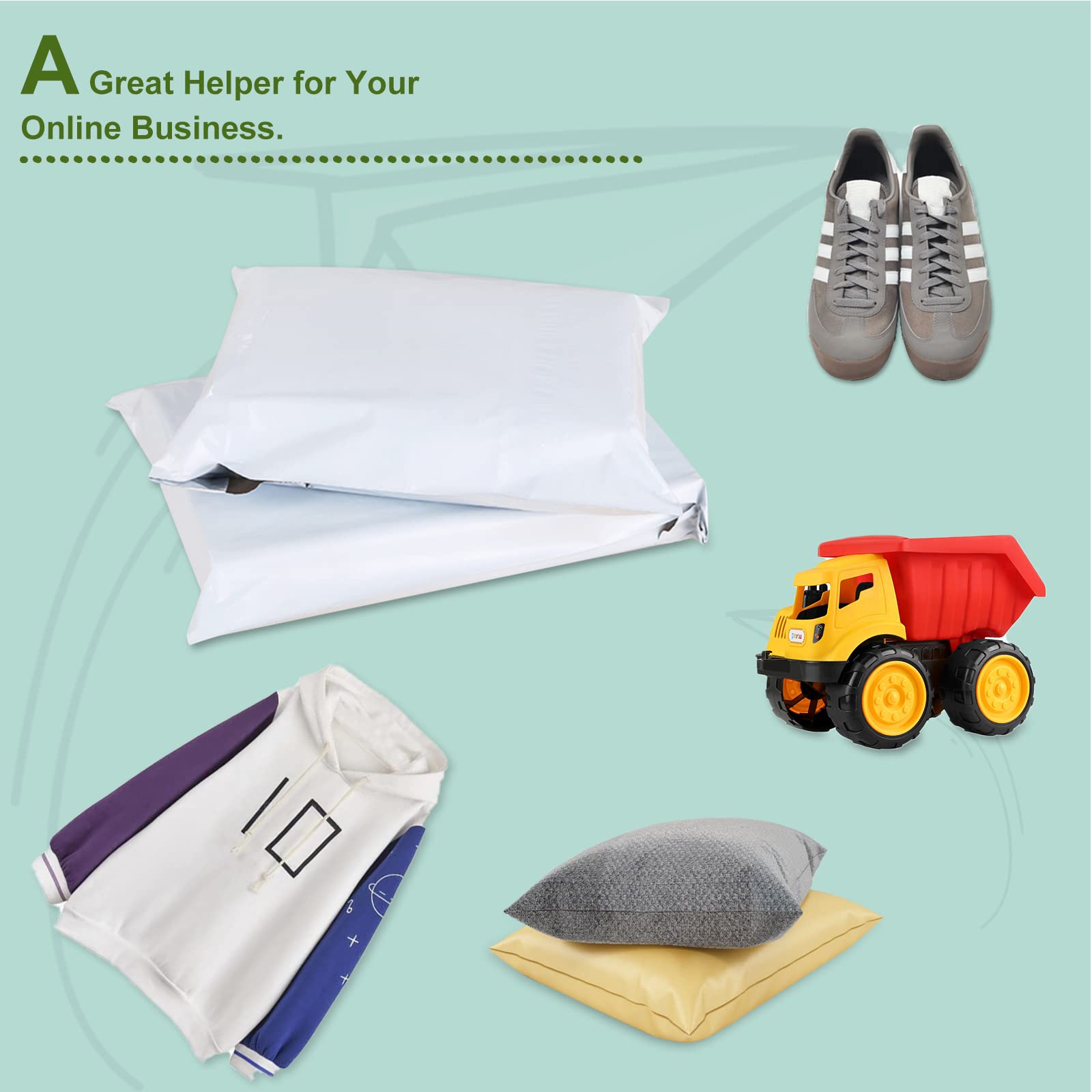 10x13-inch White Poly Mailers Envelopes - 100 Pack 2.5 Mil Self-Sealing Shipping Bags | Perfect for Ecommerce, Small Business & Online Store Packaging