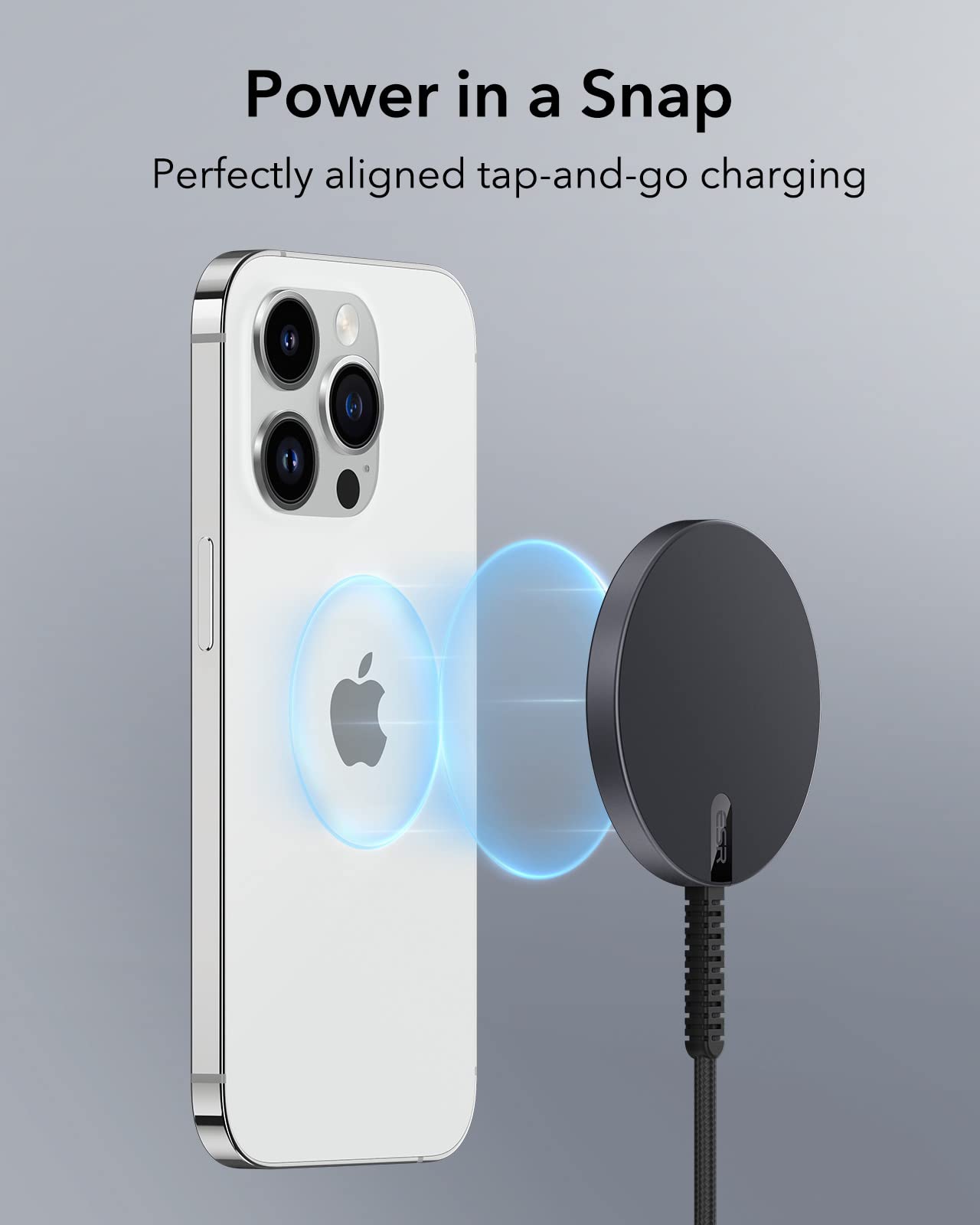ESR Wireless Charger with MagSafe Compatibility (HaloLock) - Fast Magnetic Charging for iPhone 16/15/14/13/12 Series & AirPods 4/3/Pro | Strong Magnetic Lock | 2-Pack Black | Perfect for Home, Office & Travel Charging