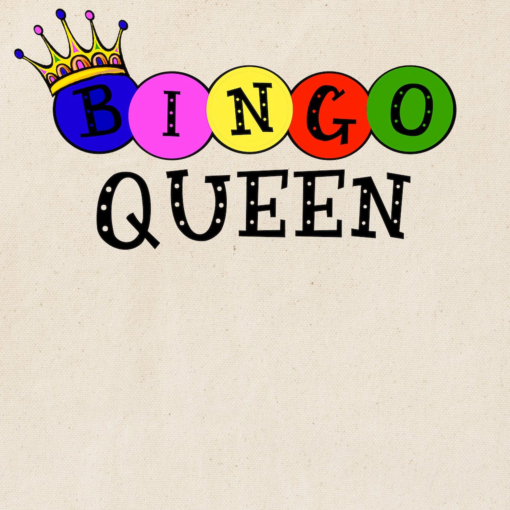 Bingo Queen Tote Bag - Natural Canvas Reusable Shopping Bag for Women | Perfect for Groceries, Beach Trips & Bingo Games