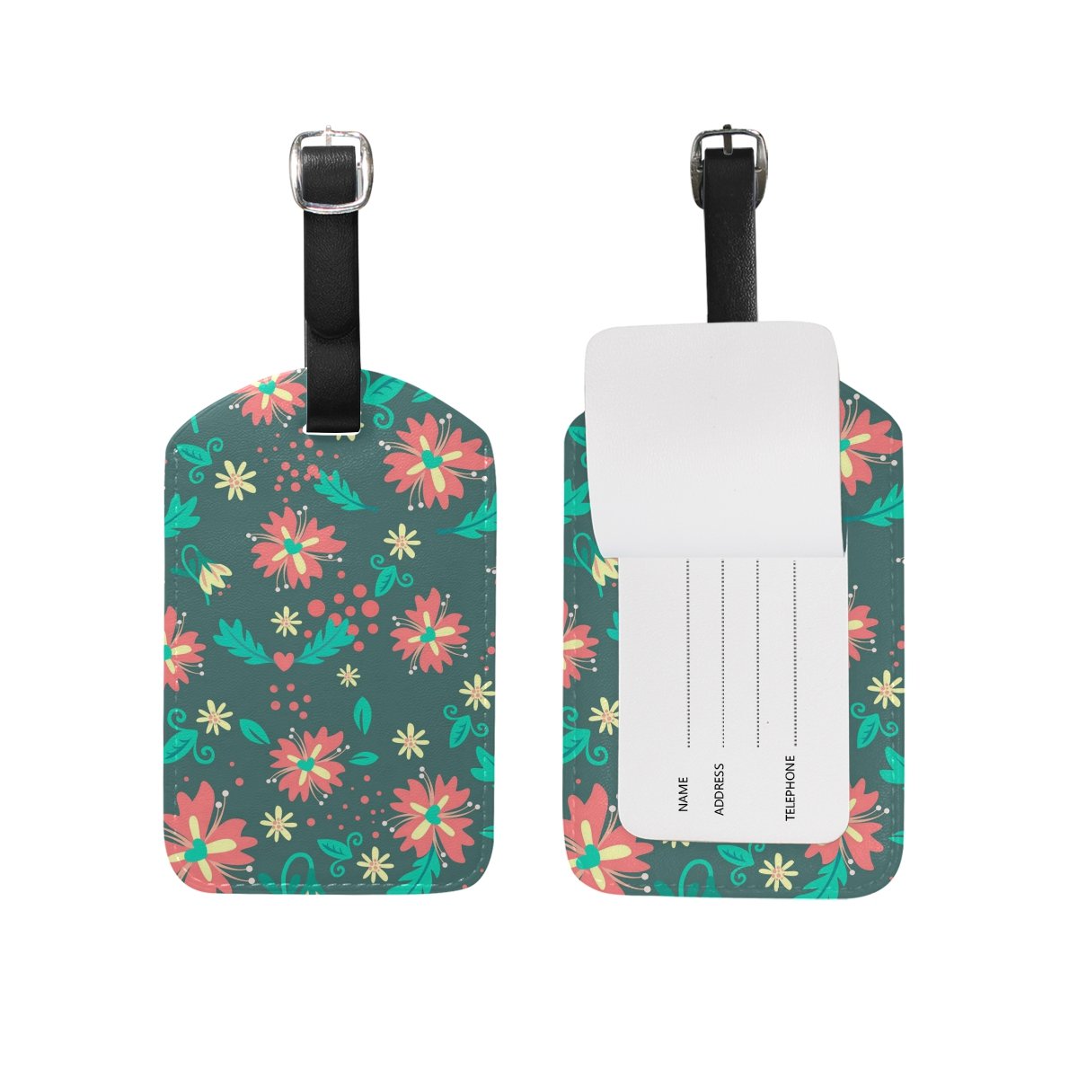 Colorful Flower Luggage Tags - Waterproof Suitcase ID Labels with Privacy Cover for Travel - Perfect for Airports, Cruise Ships & Business Trips
