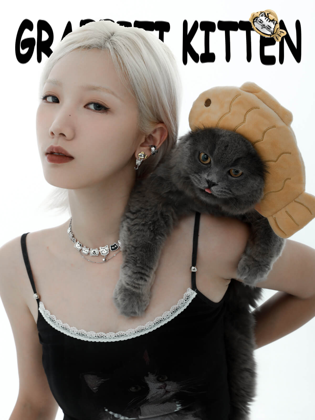 Graffiti Kitten S925 Sterling Silver 18K Gold Plated Cat Earrings for Women - Perfect Gift for Cat Lovers, Birthday, Anniversary & Everyday Wear