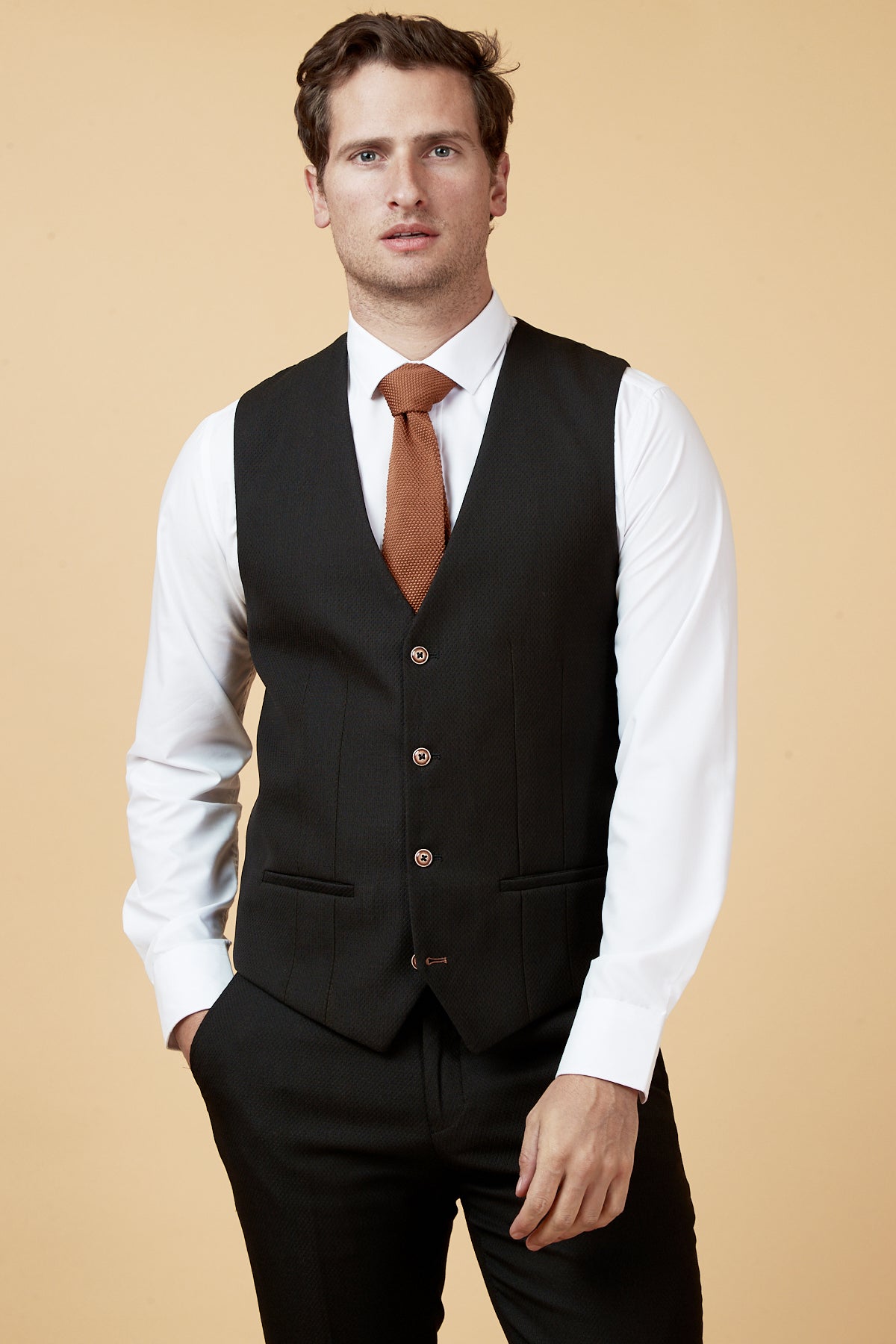 MAX Black Single Breasted Waistcoat for Men - Slim Fit Formal Vest for Suits, Weddings & Business Attire - Perfect for Office, Cocktail Parties & Special Occasions