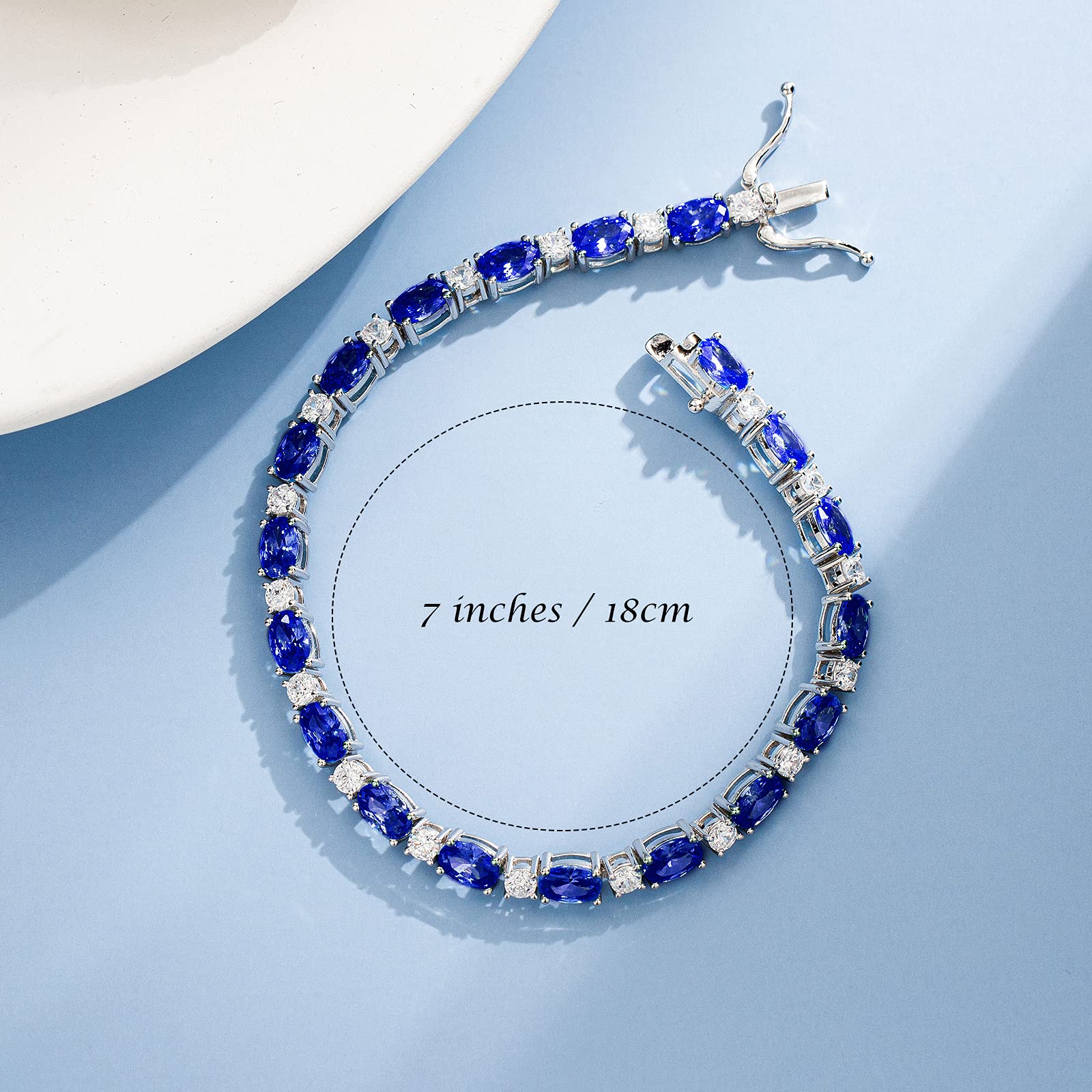 FANCIME Sterling Silver Birthstone Tennis Bracelet - Dainty Charm Bracelet for Women, Mom, Birthday Gift - 7