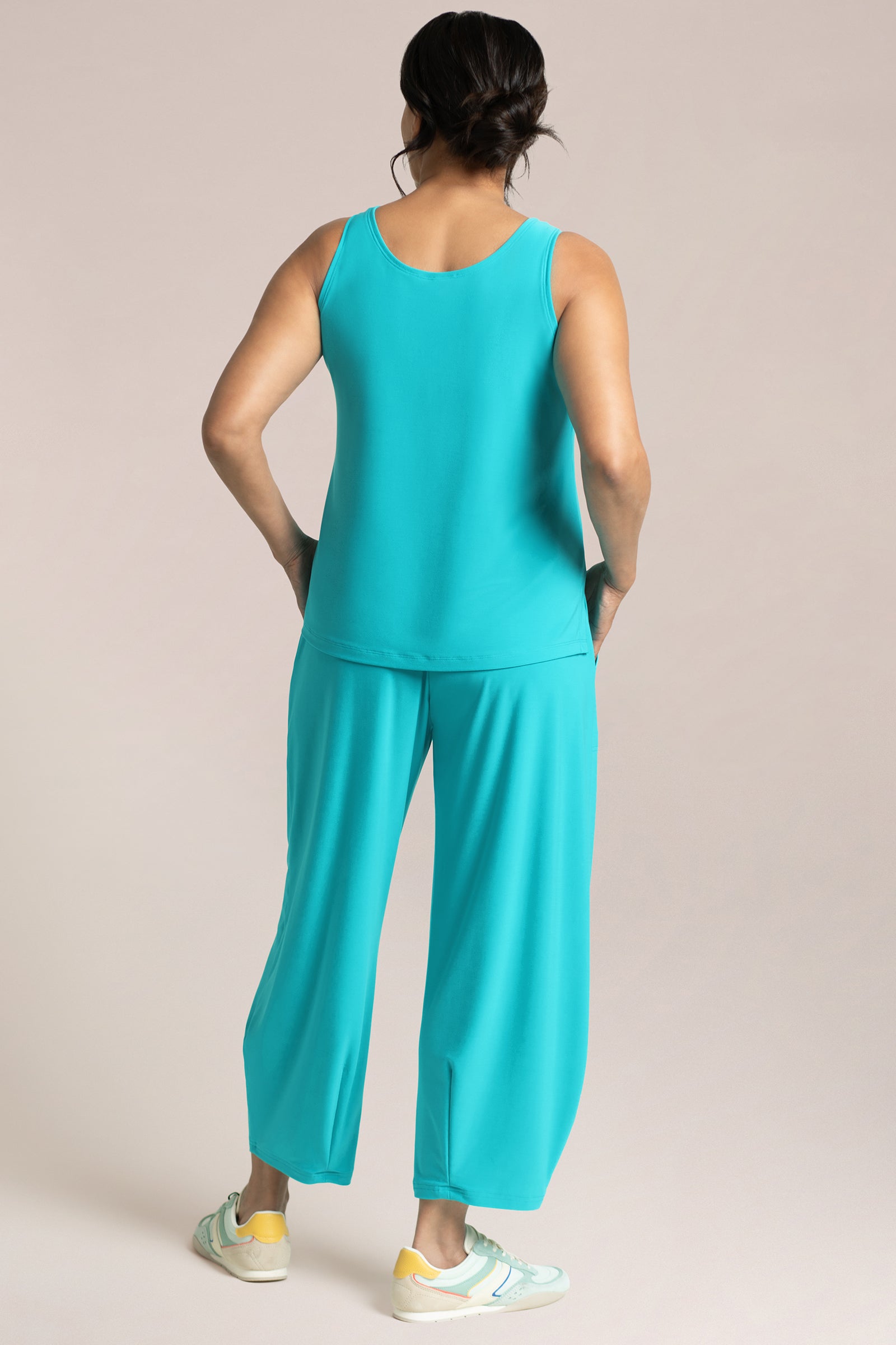 Go To Tank Relax Short | Aqua Blue Women's Casual Top for Yoga, Beach & Summer Outfits