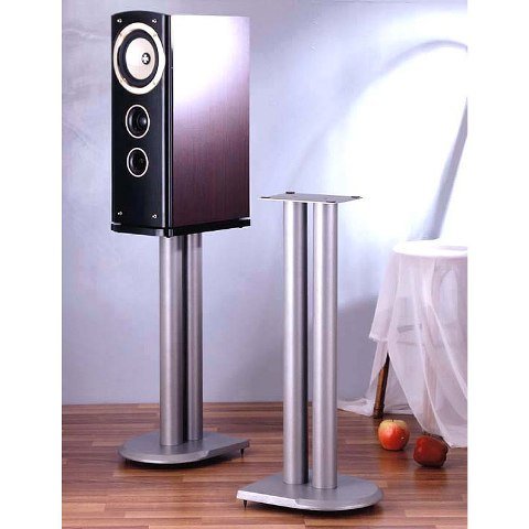 UF29S 29-Inch Iron Center Channel Speaker Stand - Grey & Silver | Heavy-Duty Speaker Mount for Home Theater & Studio Sound Systems