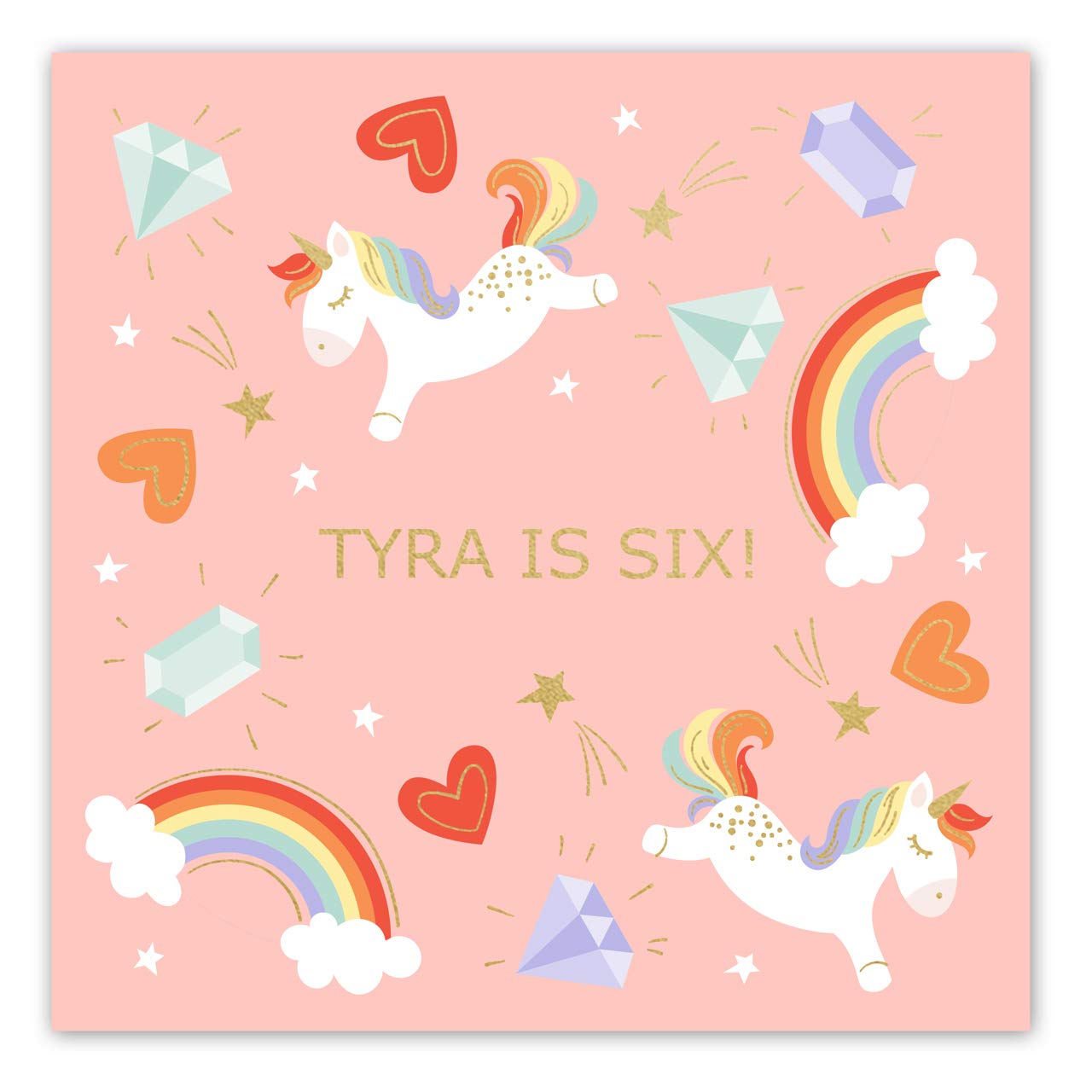 Custom Unicorn Party Napkins - 100 White 3-Ply Personalized Luncheon Napkins (6.5
