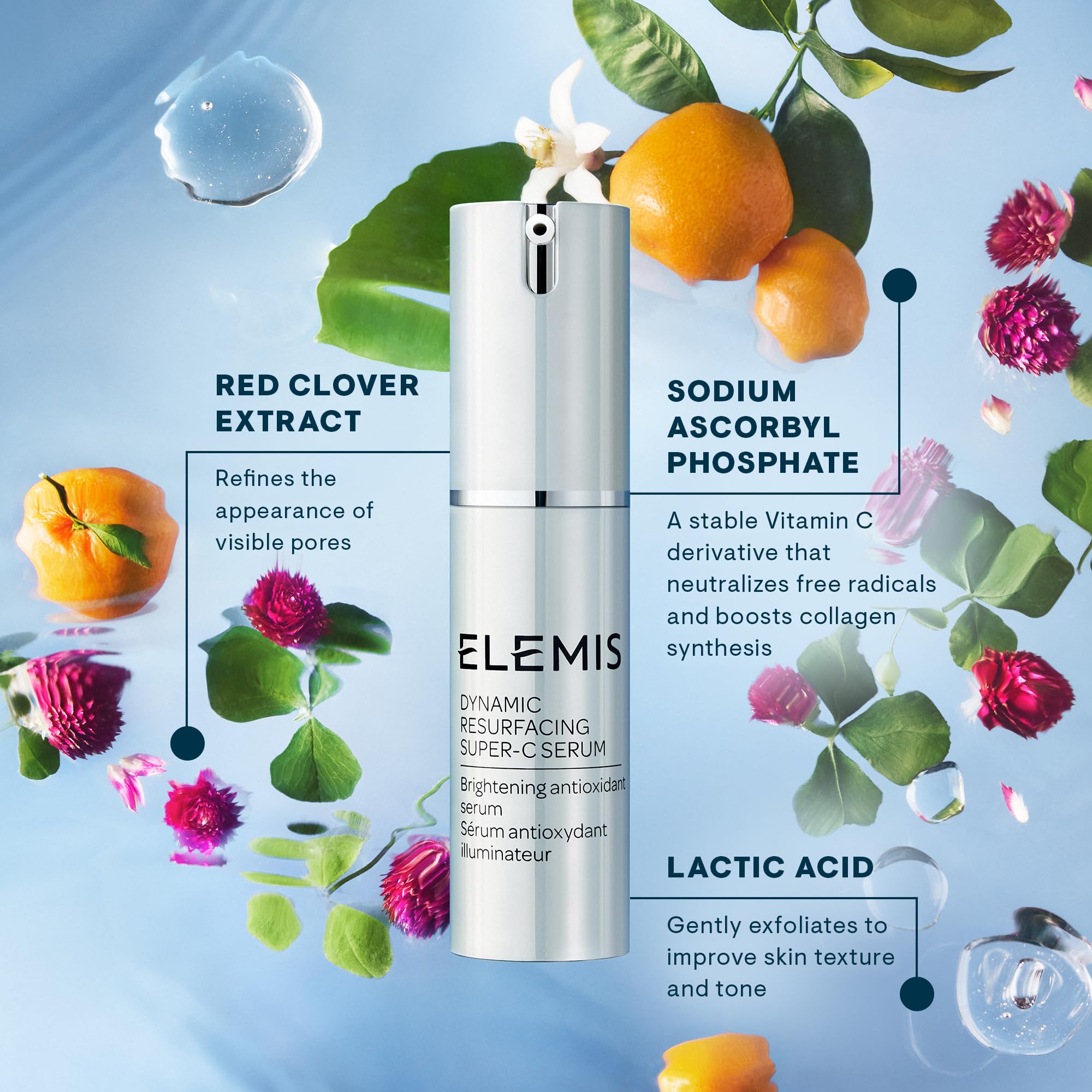 ELEMIS Dynamic Resurfacing Super-C Serum - Vitamin C Anti-Aging Face Serum for Brightening & Illuminating Dull Skin | Daily Antioxidant Treatment for Fine Lines & Wrinkles | 30ml Skincare for Morning & Night Routine