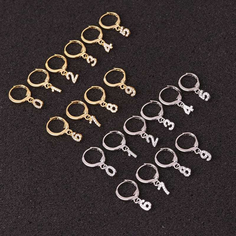 18K Gold Dangle Number Hoop Earrings - Elegant Birthday Gift for Women, Anniversary Present | Perfect for Parties, Weddings & Special Occasions | HSPJ19108