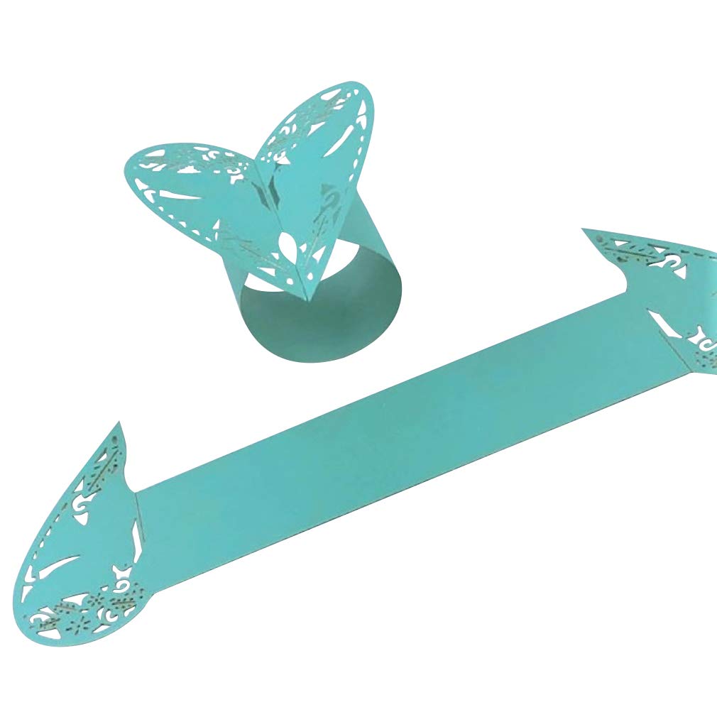 Laser Cut Heart Shaped Napkin Rings - 24 Pack Aqua Blue Wedding, Engagement, Birthday Party Table Decorations - Perfect for Romantic Dinners, Bridal Showers & Anniversary Celebrations
