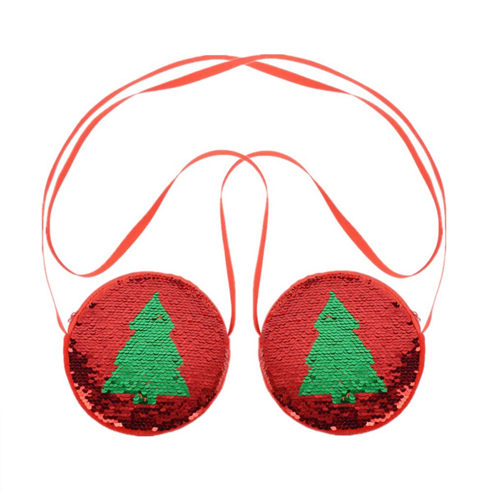 FUNZZY Christmas Party Crossbody Bags - Cute Xmas Tree Printed Messenger Bags for Kids (2 Pack) - Perfect Holiday Gift for Children's Christmas Parties & Festive Events