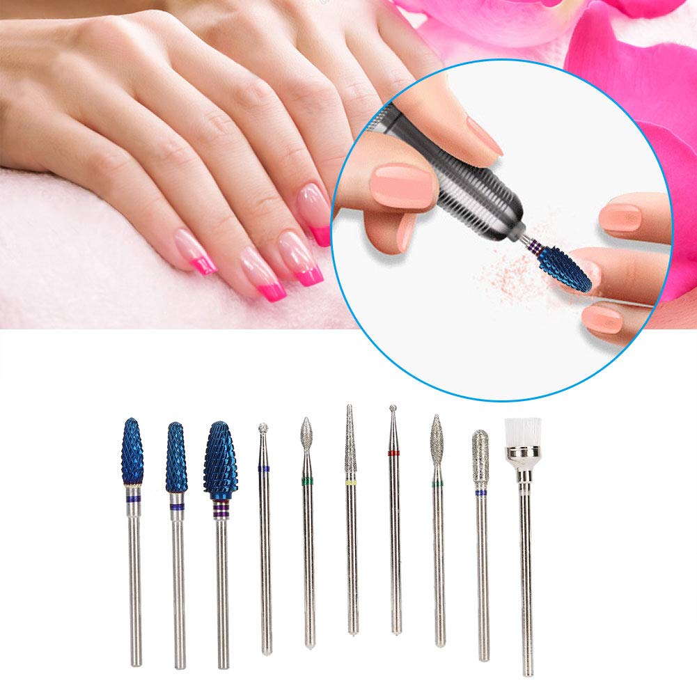 Professional Electric Nail Drill Machine Kit - 10pcs High Efficiency Nail Drill Bits & Grinding Heads for DIY Nail Art, Manicure & Pedicure | Perfect for Home Salon, Professional Nail Technicians & Beauty Enthusiasts | Great for Gel Polish Removal, Acrylic Nails & Nail Extensions