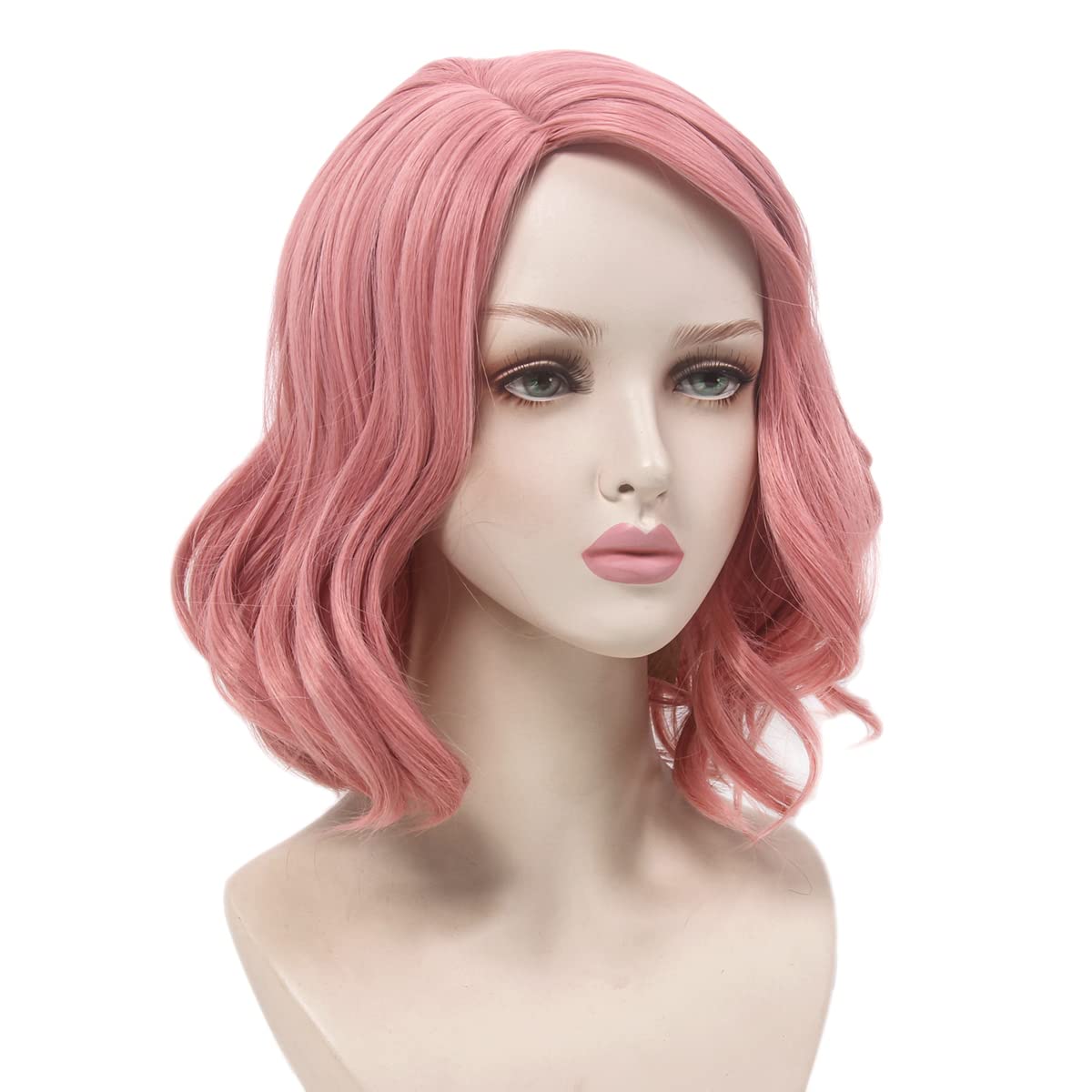 STfantasy Short Pink Wavy Synthetic Wig - Heat Resistant Women's Costume Hair for Cosplay, Fancy Dress, Halloween & Carnival Parties | Perfect for Costume Events, Themed Parties & Cosplay Conventions