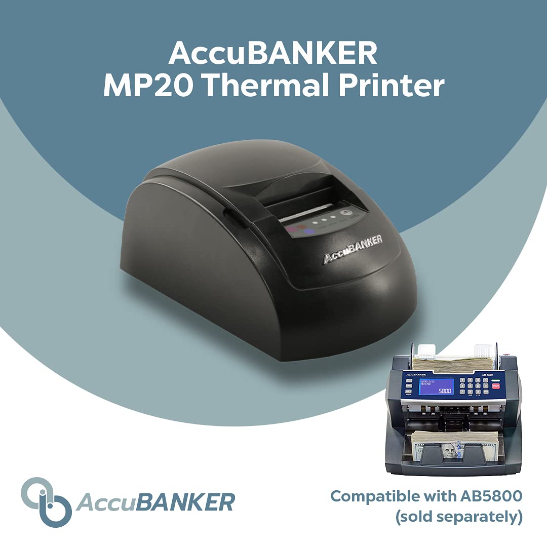 AccuBANKER MP20-58 Thermal Printer for AB5800 Bill Counter - Fast, Quiet Money Counter Printer with Compact Design | Prints Verified Bill Reports | Compatible with AB5800 | Ideal for Banks, Retail Stores & Cash Handling Businesses