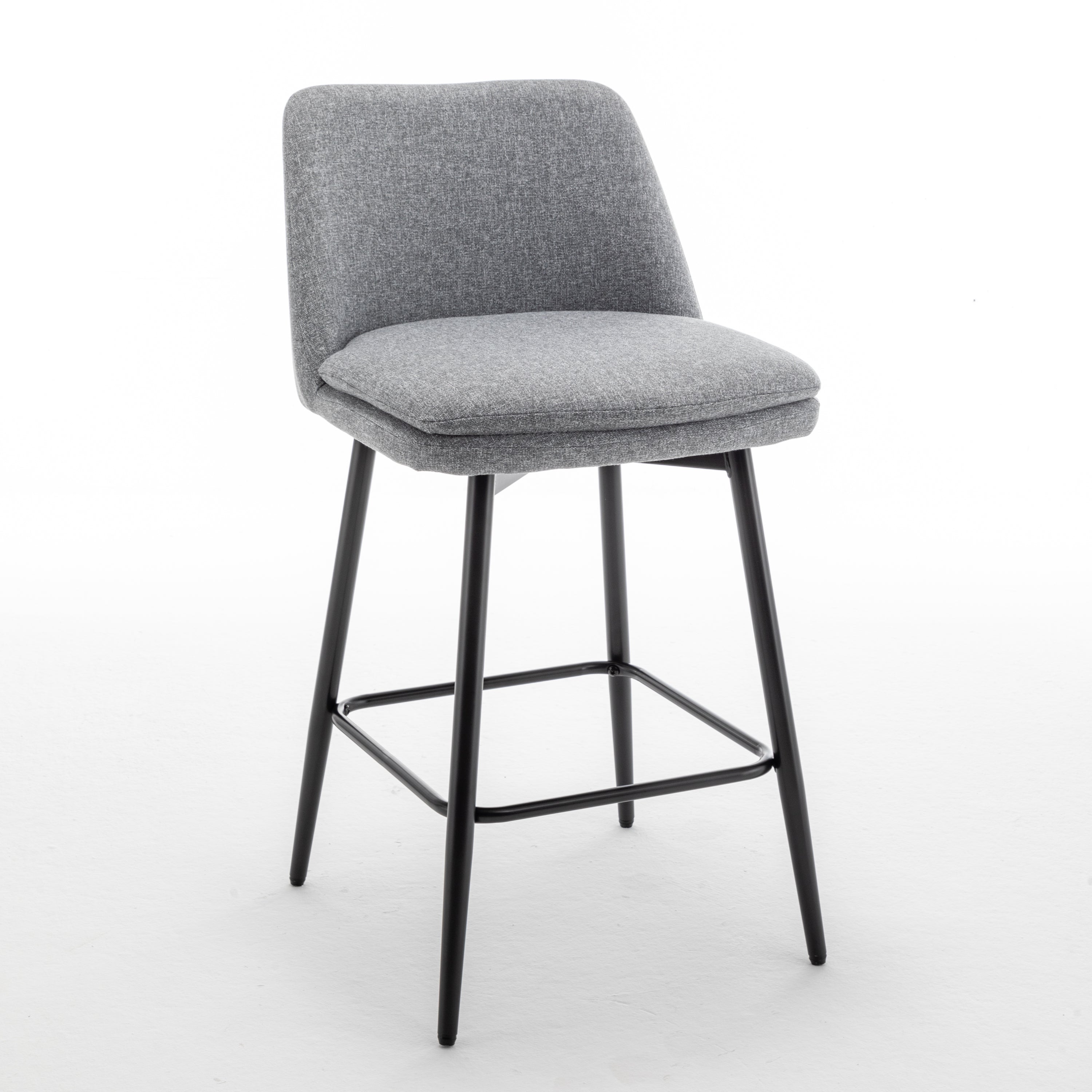 360° Swivel Counter Height Bar Stools Set of 2 - Upholstered with Back Support & Sturdy Metal Legs, 25.6