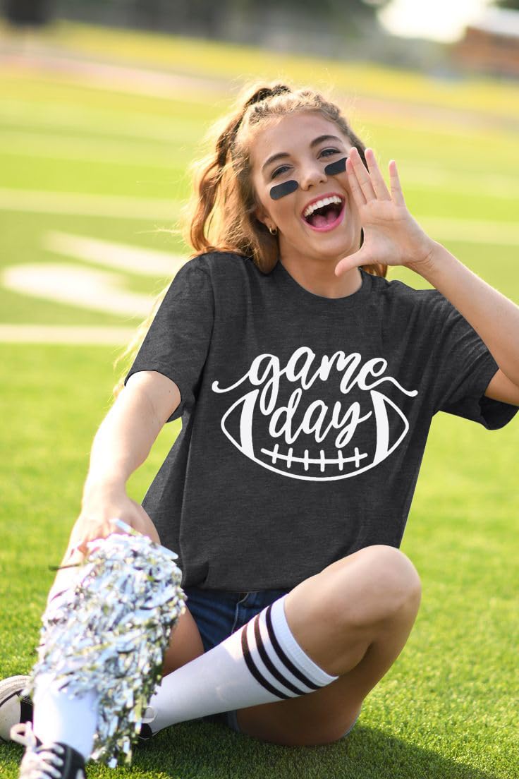 Women's Cute Football Graphic Tee - Funny Game Day T-Shirt for Women - Casual Short Sleeve Top - Perfect for NFL Sundays, Tailgating & Football Fan Gifts