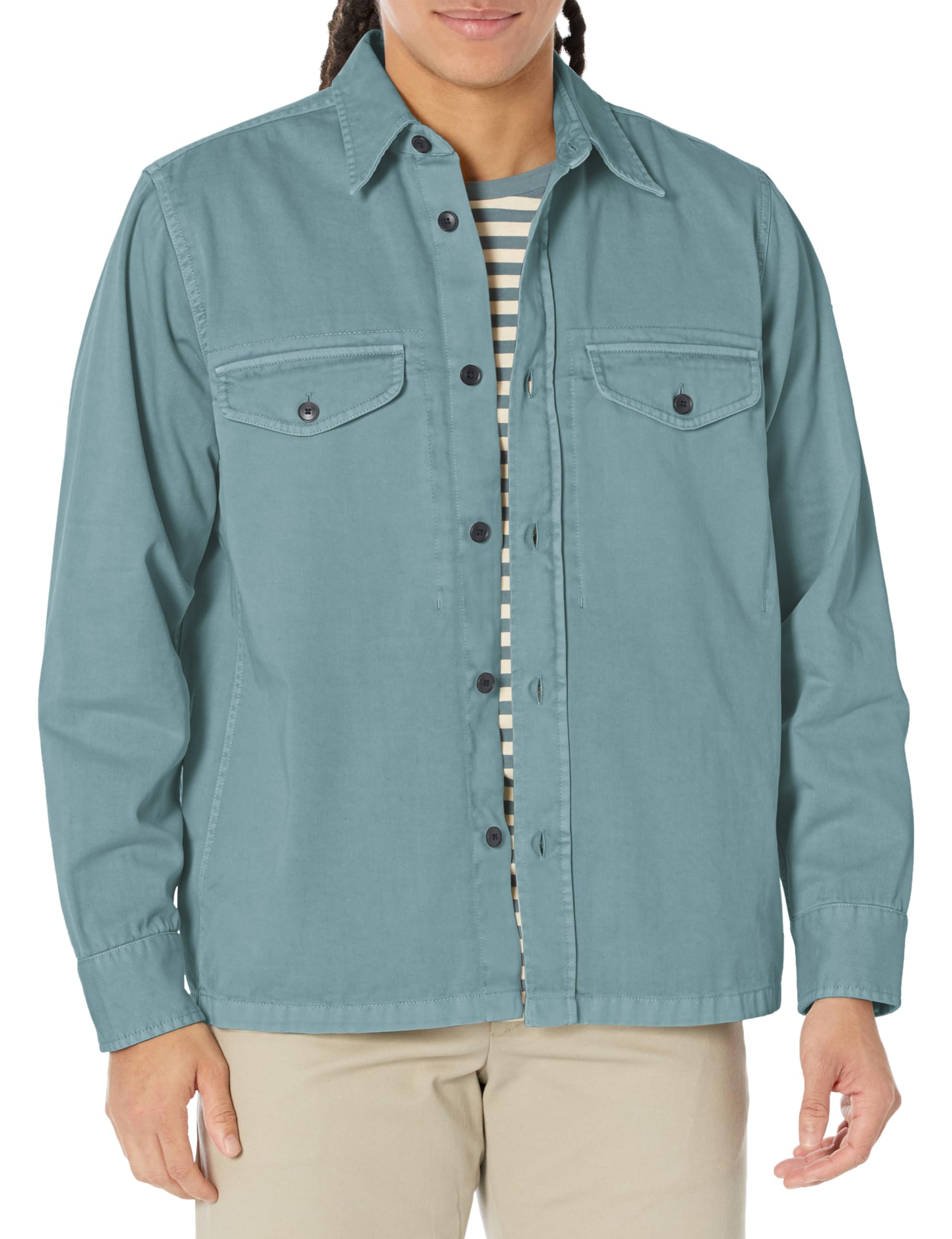 BOSS Men's Casual Button-Up Twill Shirt with Front Pocket - Perfect for Office, Outdoor & Everyday Wear
