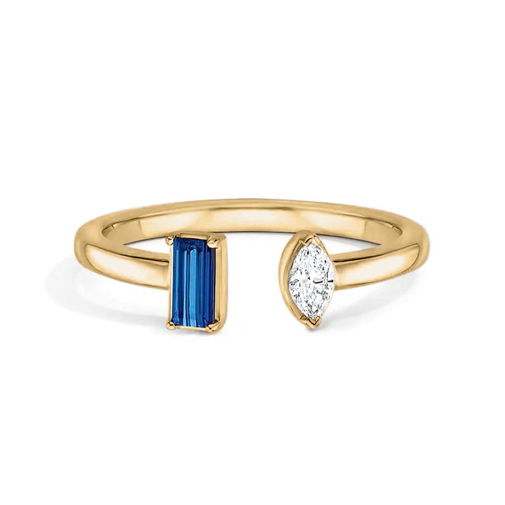 Lab Grown Sapphire & Diamond Toi et Moi Promise Ring - Open Design for Engagement, Anniversary & Romantic Gifts
