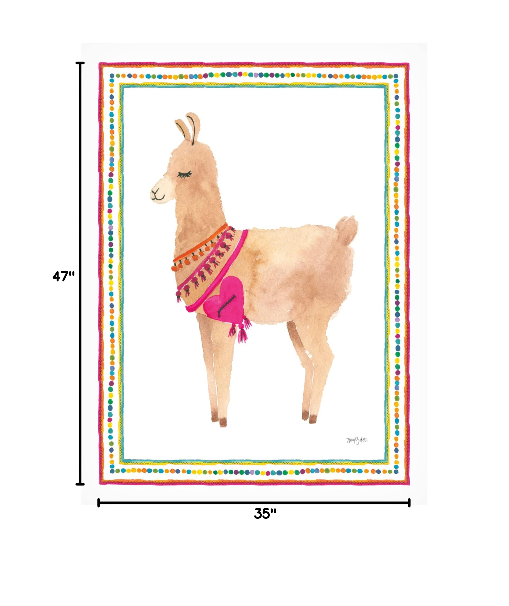 Trademark Fine Art 'La La Llama IV' Canvas Wall Art by Jenaya Jackson - Vibrant Animal Painting for Living Room, Bedroom & Office Decor