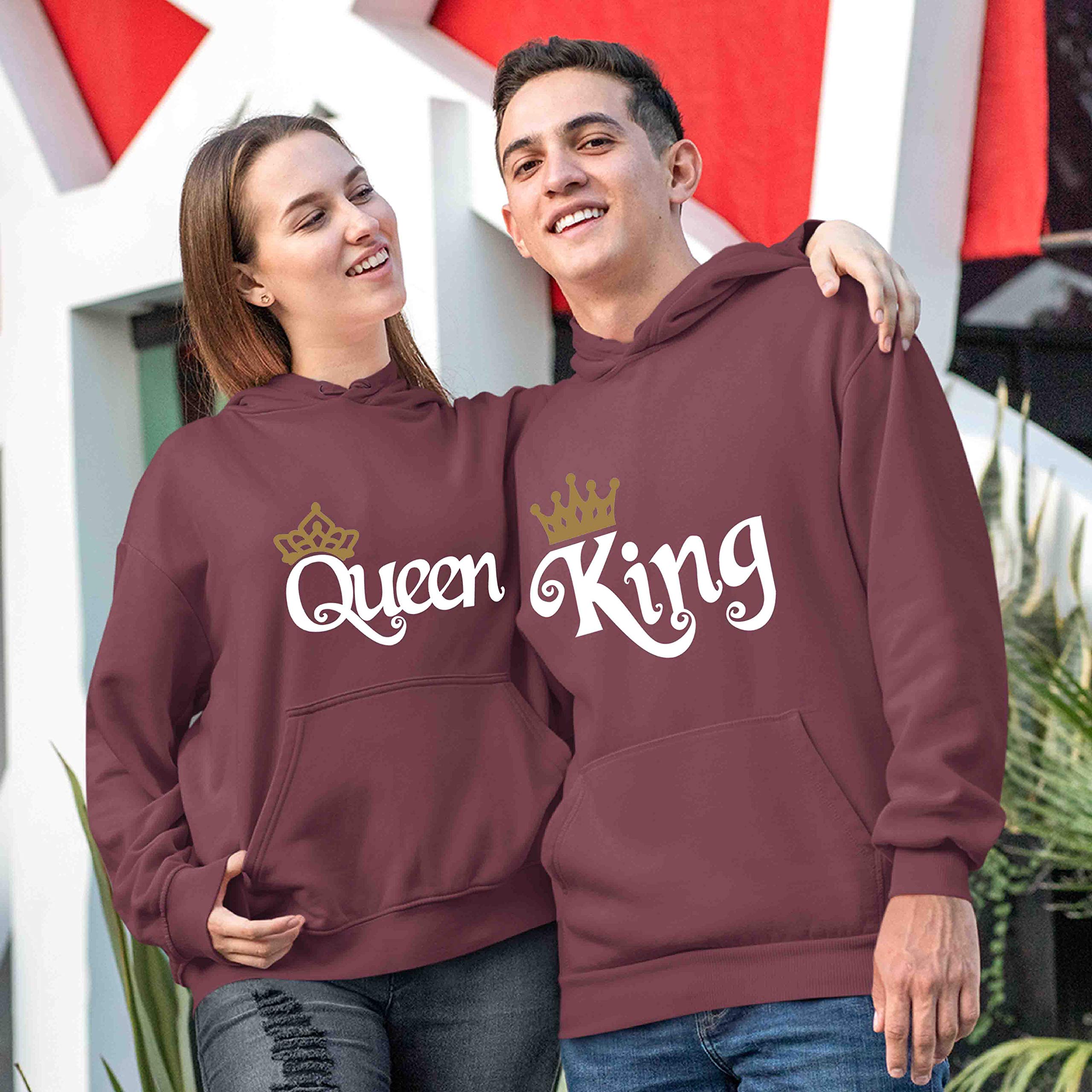 Unisex Hoodies with Kangaroo Pocket - Queen & King Couples Hooded Sweatshirts for Matching Outfits, Date Nights & Cozy Loungewear