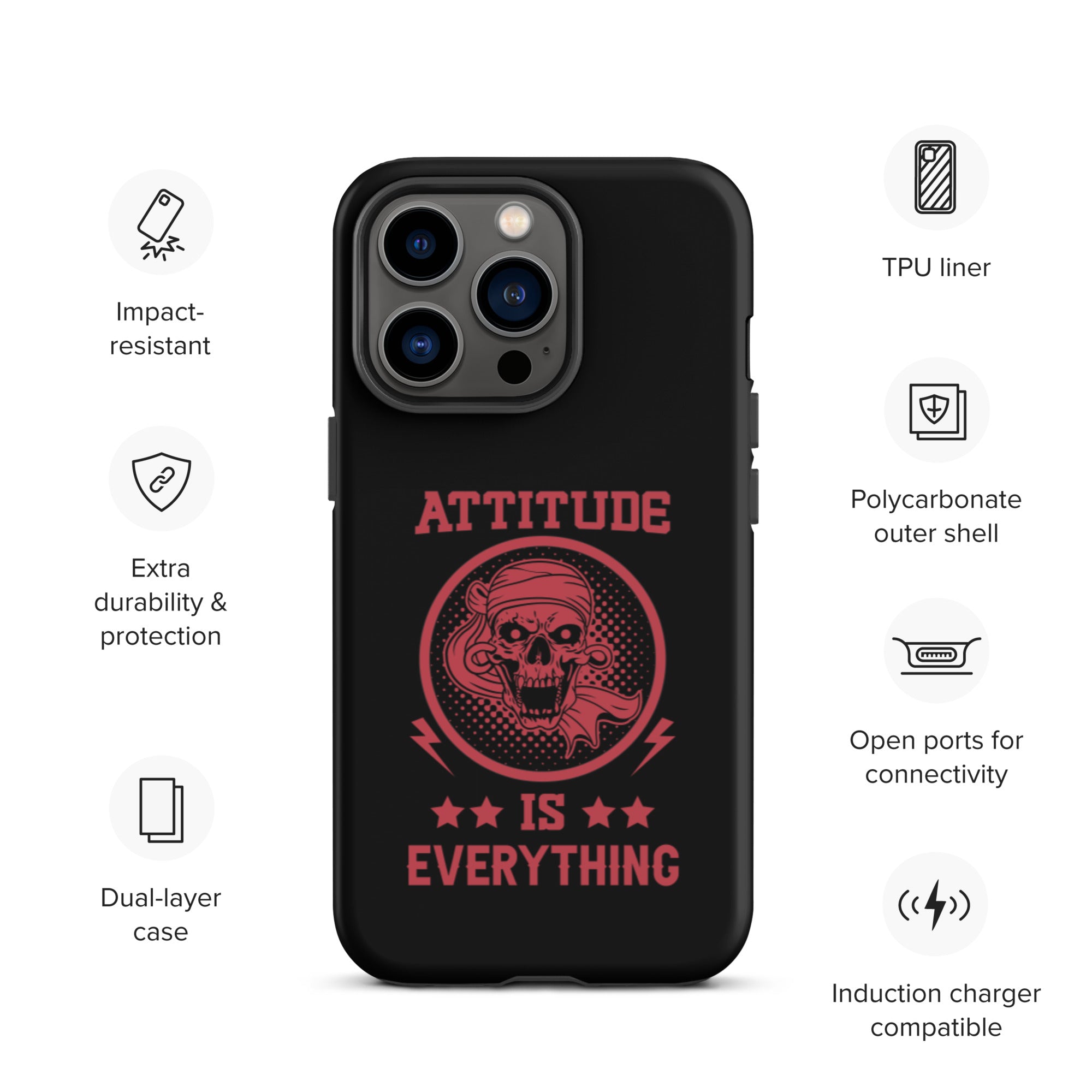 Attitude Is Everything - Durable & Shockproof iPhone Case for Protection - Perfect for Outdoor, Travel & Daily Use