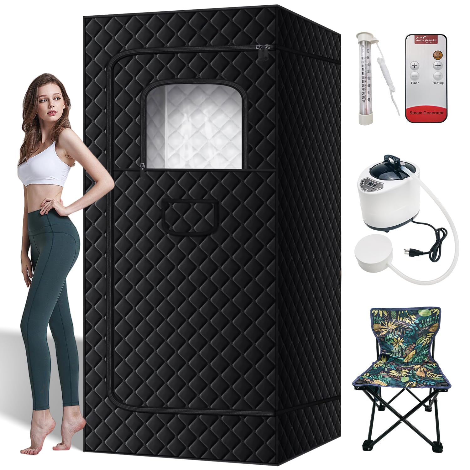 Portable Steam Sauna Tent for Home - 2.6L Steamer with Remote Control, Foldable Chair, 9 Heating Levels & 99-Minute Timer (31.5