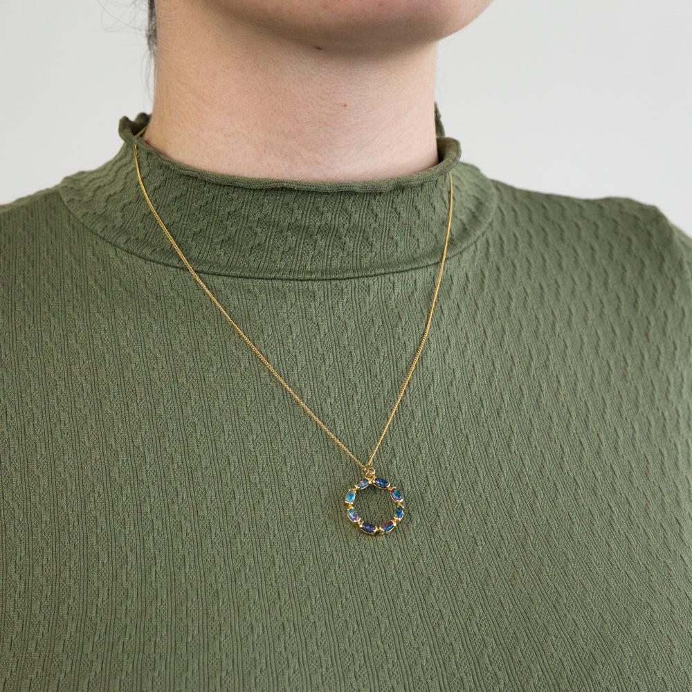 9ct Yellow Gold 5x3mm Triplet Opal Circle of Life Pendant Necklace - Elegant Jewelry Gift for Women, Perfect for Birthdays, Anniversaries & Special Occasions