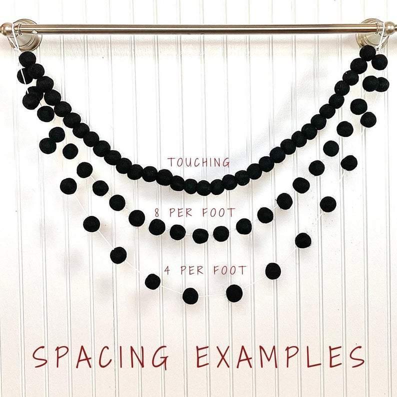Peach & Mint Felt Ball Garland - Handmade Wool Decoration for Nursery, Wedding, Party & Home Decor - Perfect for Baby Showers, Christmas Tree & Wall Hanging