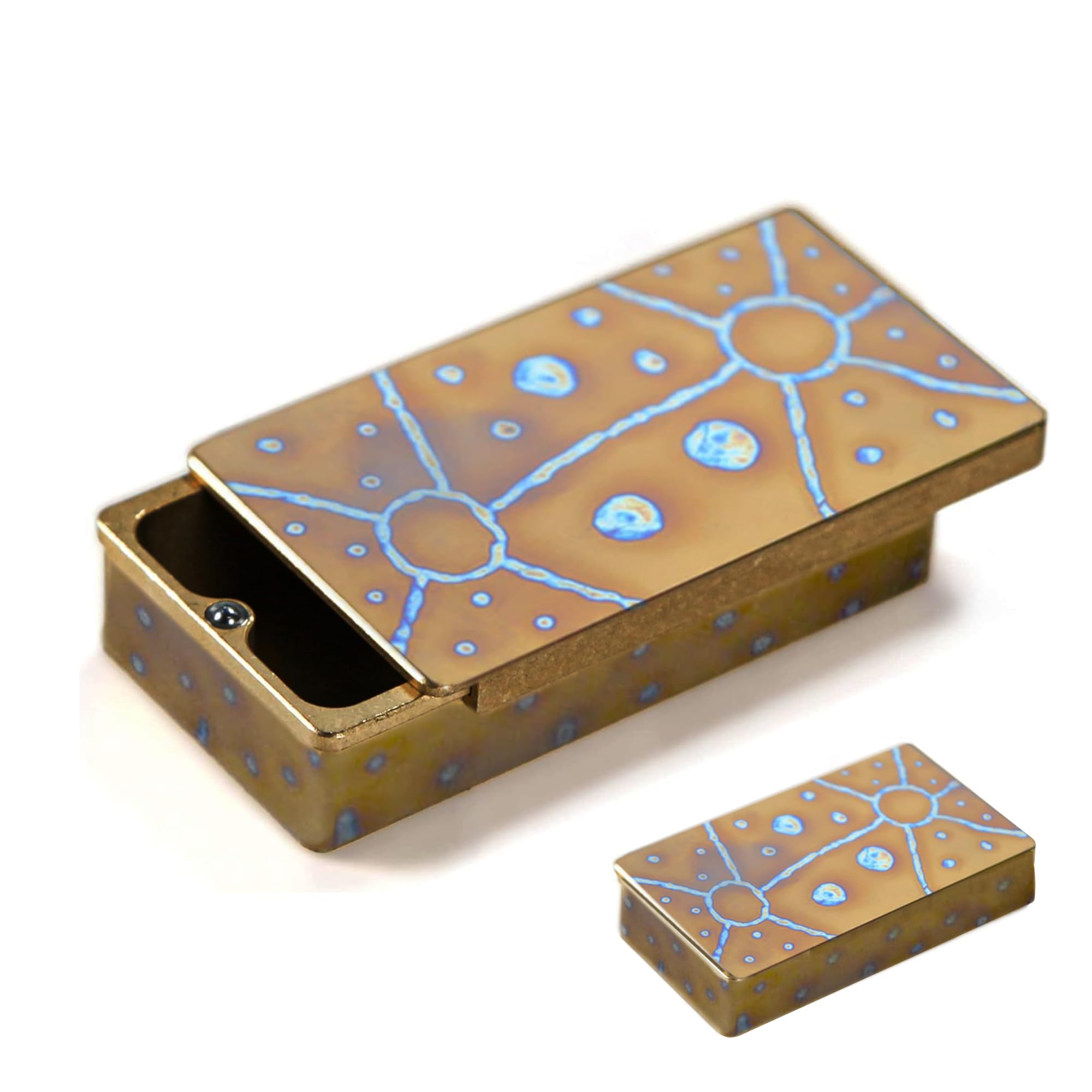 Titanium EDC Storage Box - Mini Metal Container for Camping, Hiking & Everyday Carry (Blue) | Compact Organizer for Small Items, Tools & Outdoor Gear