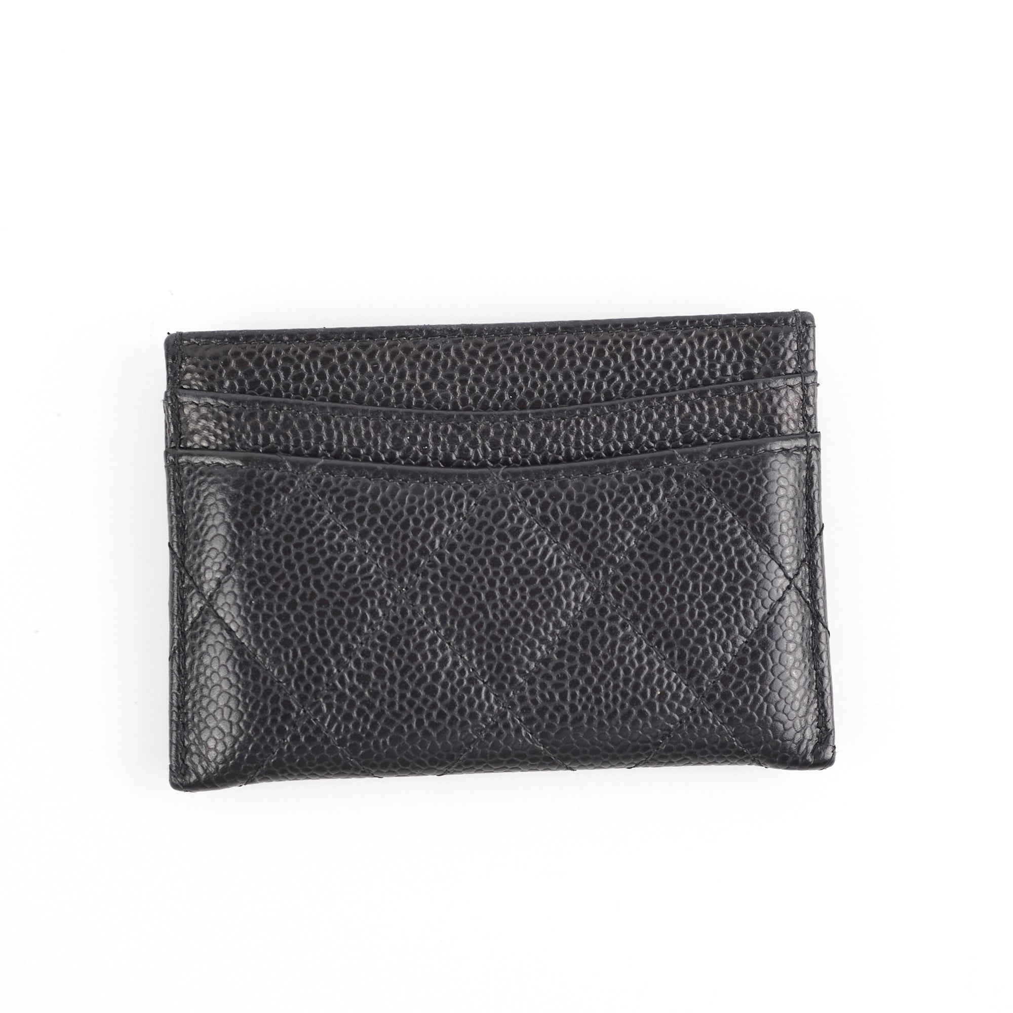 Chanel Black Caviar Leather Card Holder - Luxury Compact Wallet for Credit Cards & ID - Perfect for Everyday Use, Travel & Gifting